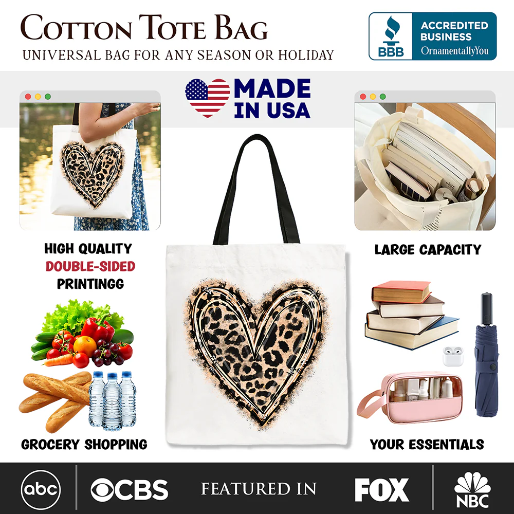 Leopard Heart Valentine Tote Bag - Image 5