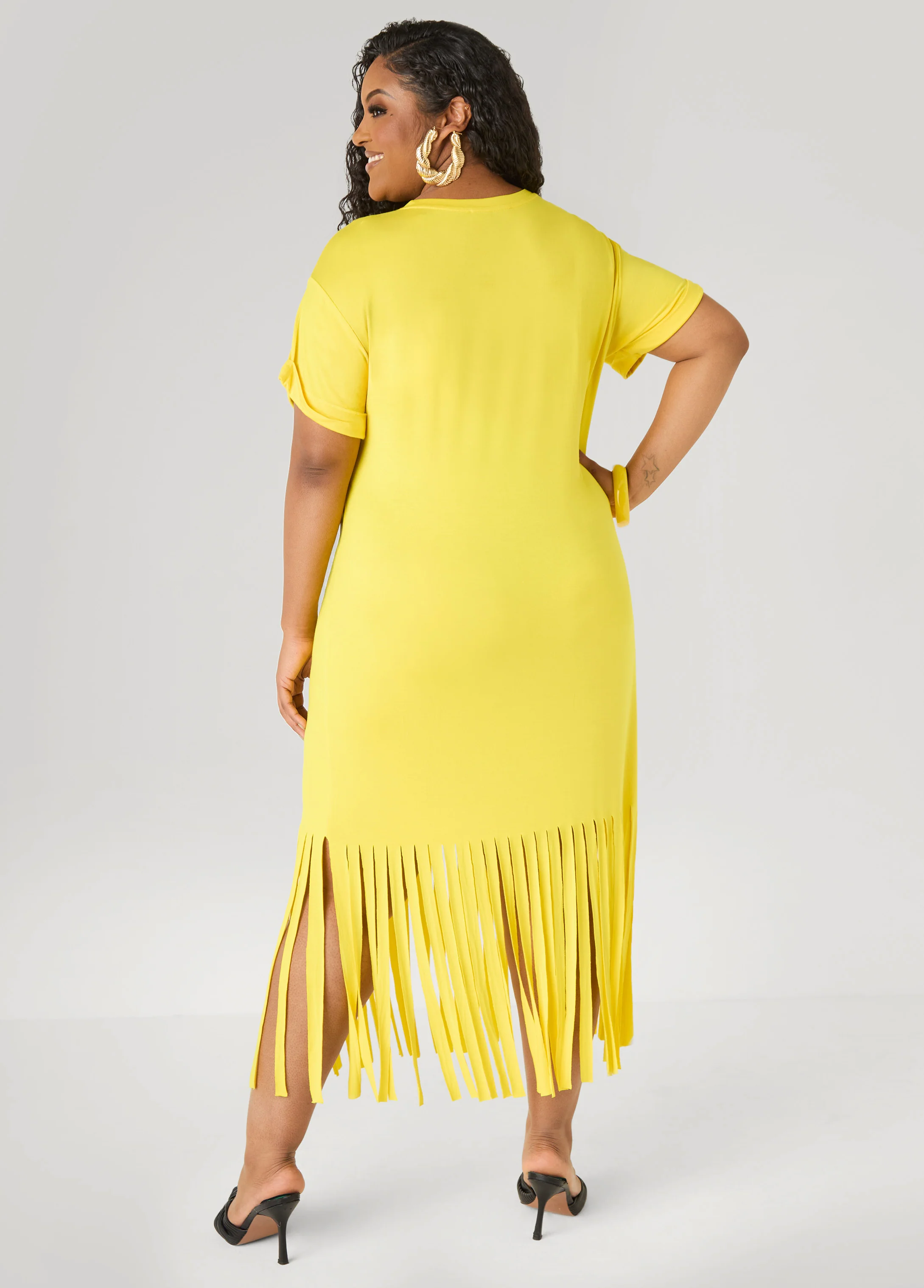 Tropical Fringed T Shirt Dress - Image 2