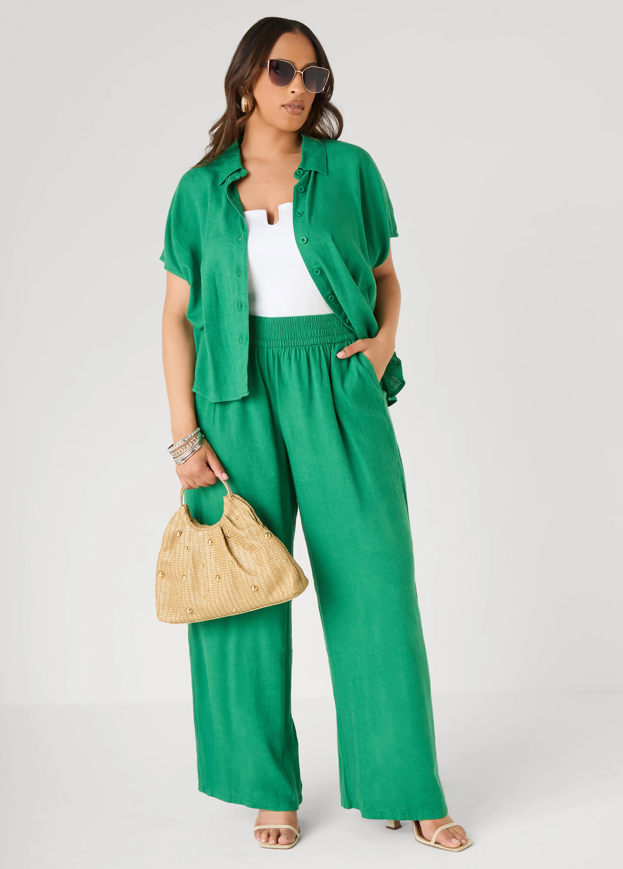 Linen Blend Pull On Pants - Image 3