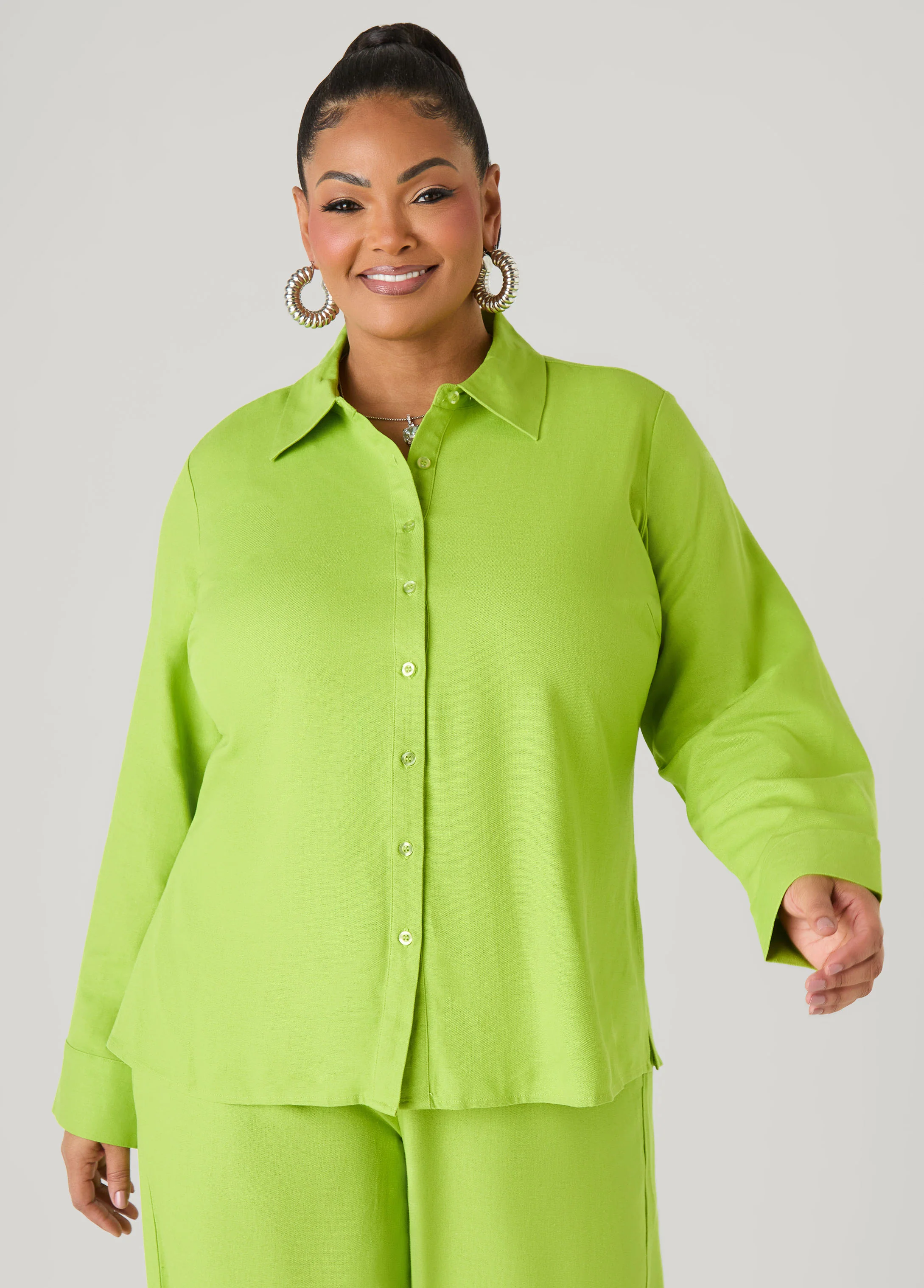 Long Sleeved Linen Blend Shirt