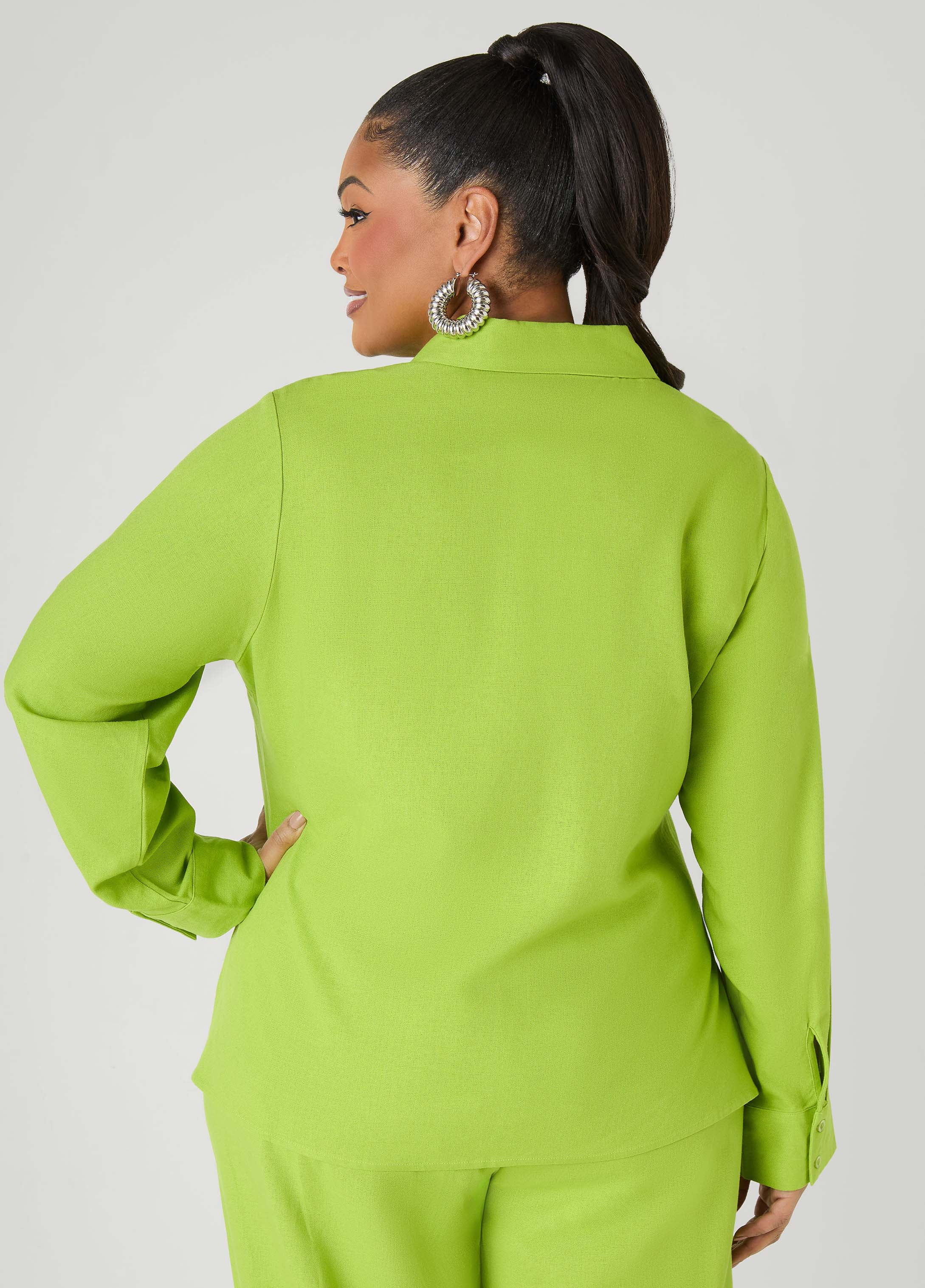 Long Sleeved Linen Blend Shirt - Image 2