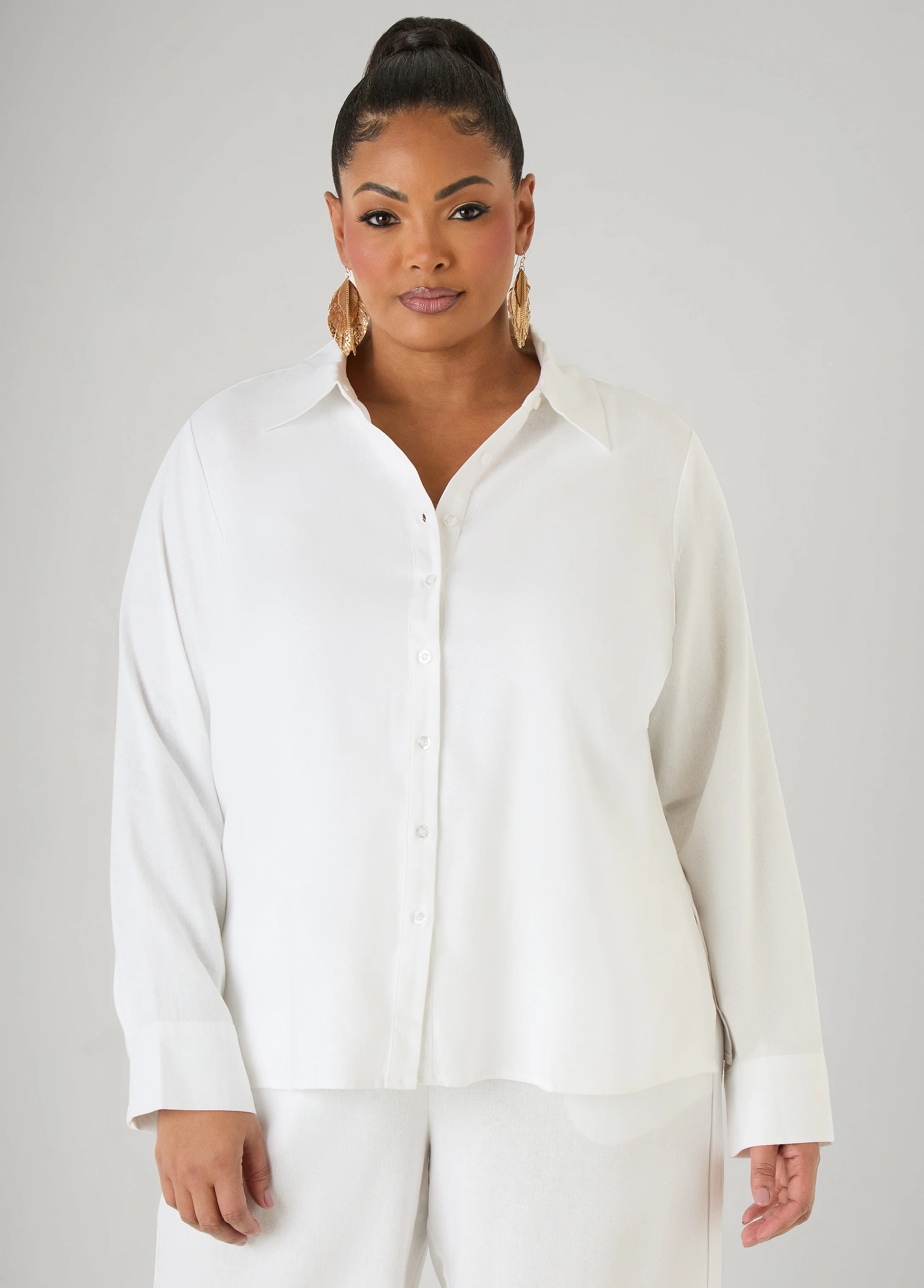 Long Sleeved Linen Blend Shirt - Image 4