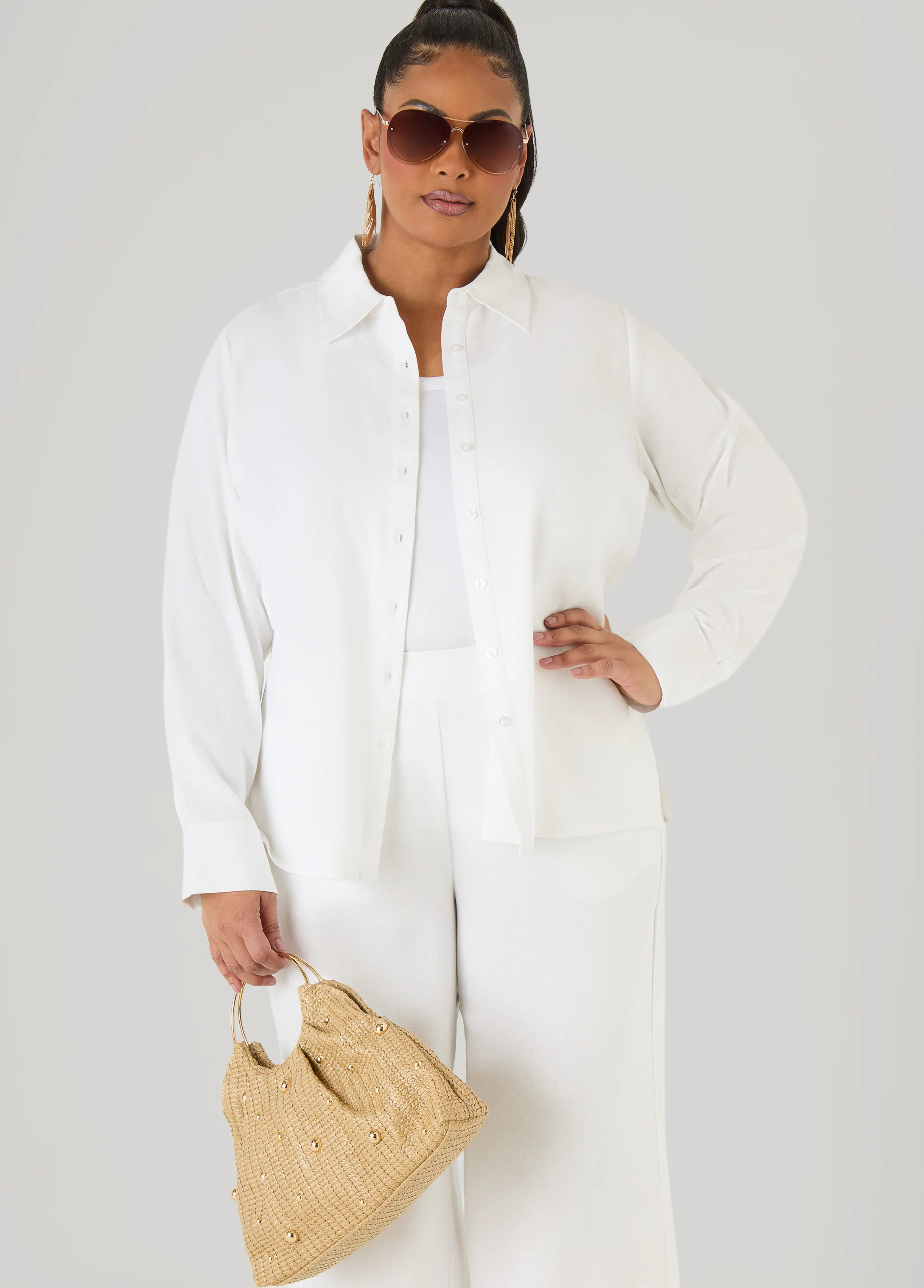 Long Sleeved Linen Blend Shirt - Image 8