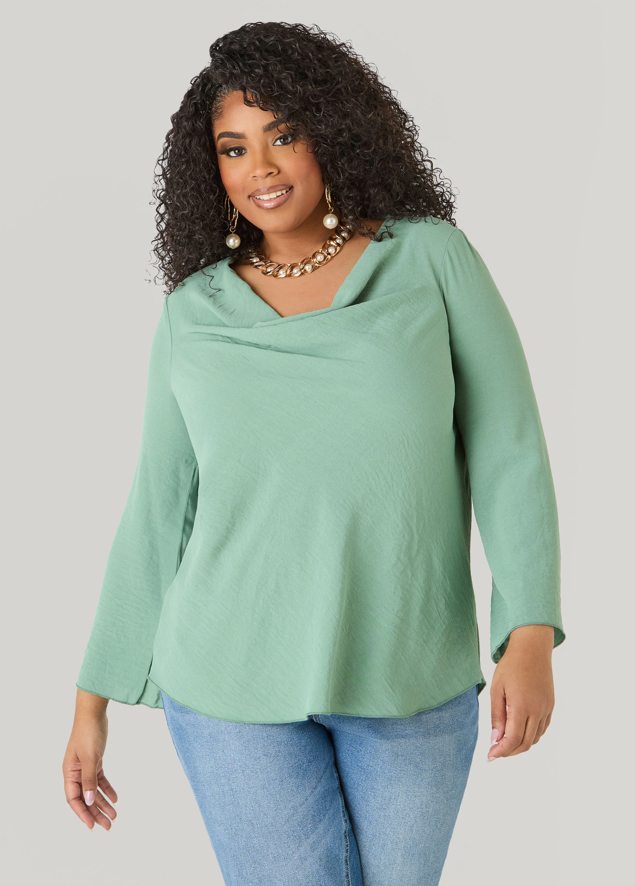 Textured Cowl Neck Blouse - Image 6