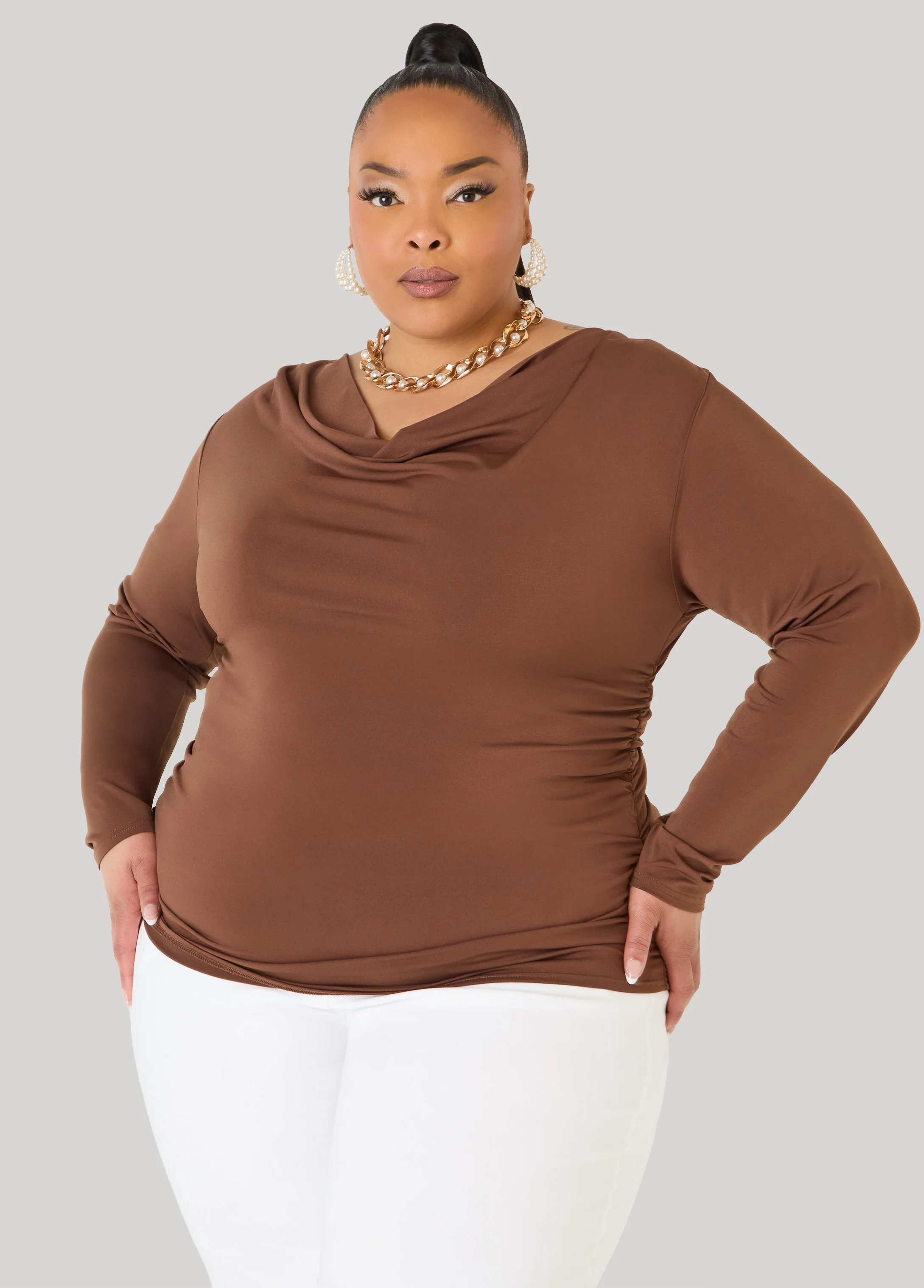 Cowl Neck Ruched Top - Image 5