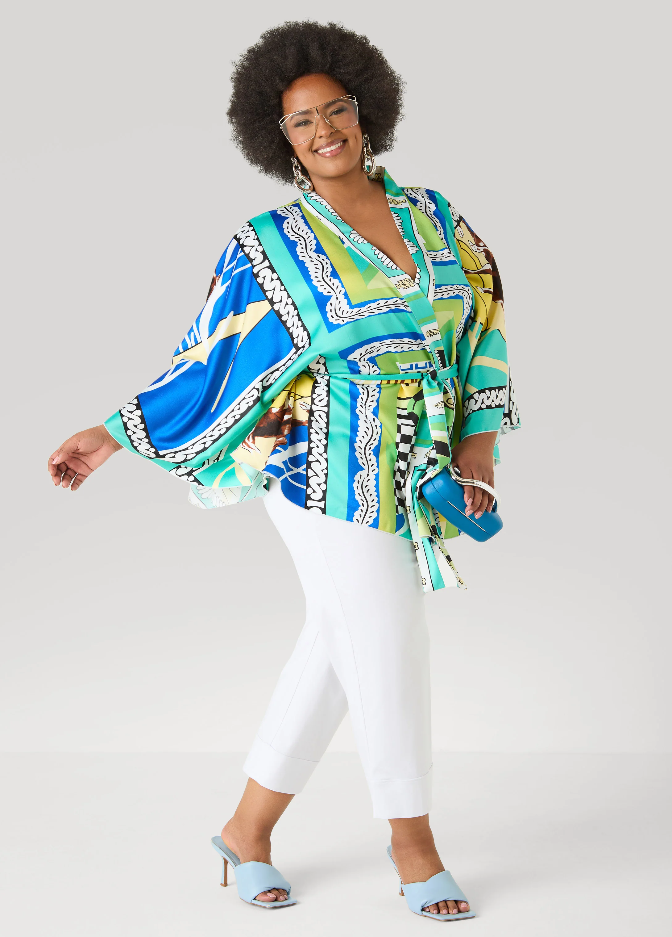 Belted Printed Satin Kimono - Image 3