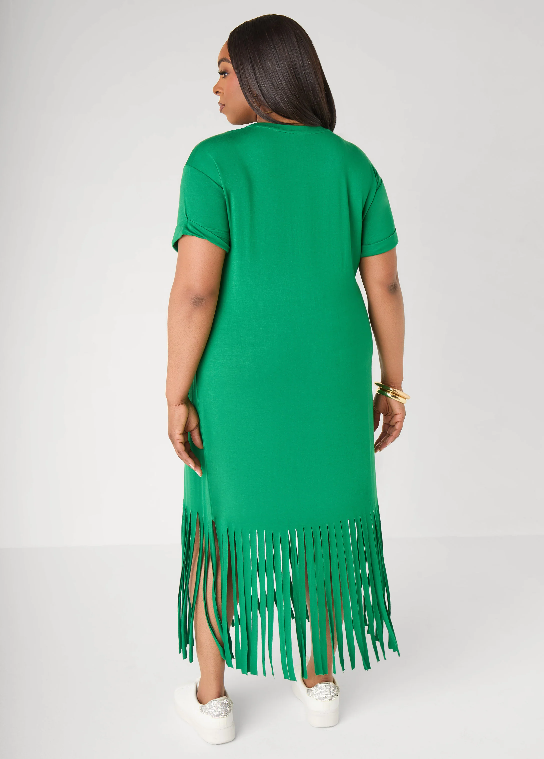 Always God Fringed T Shirt Dress - Image 2
