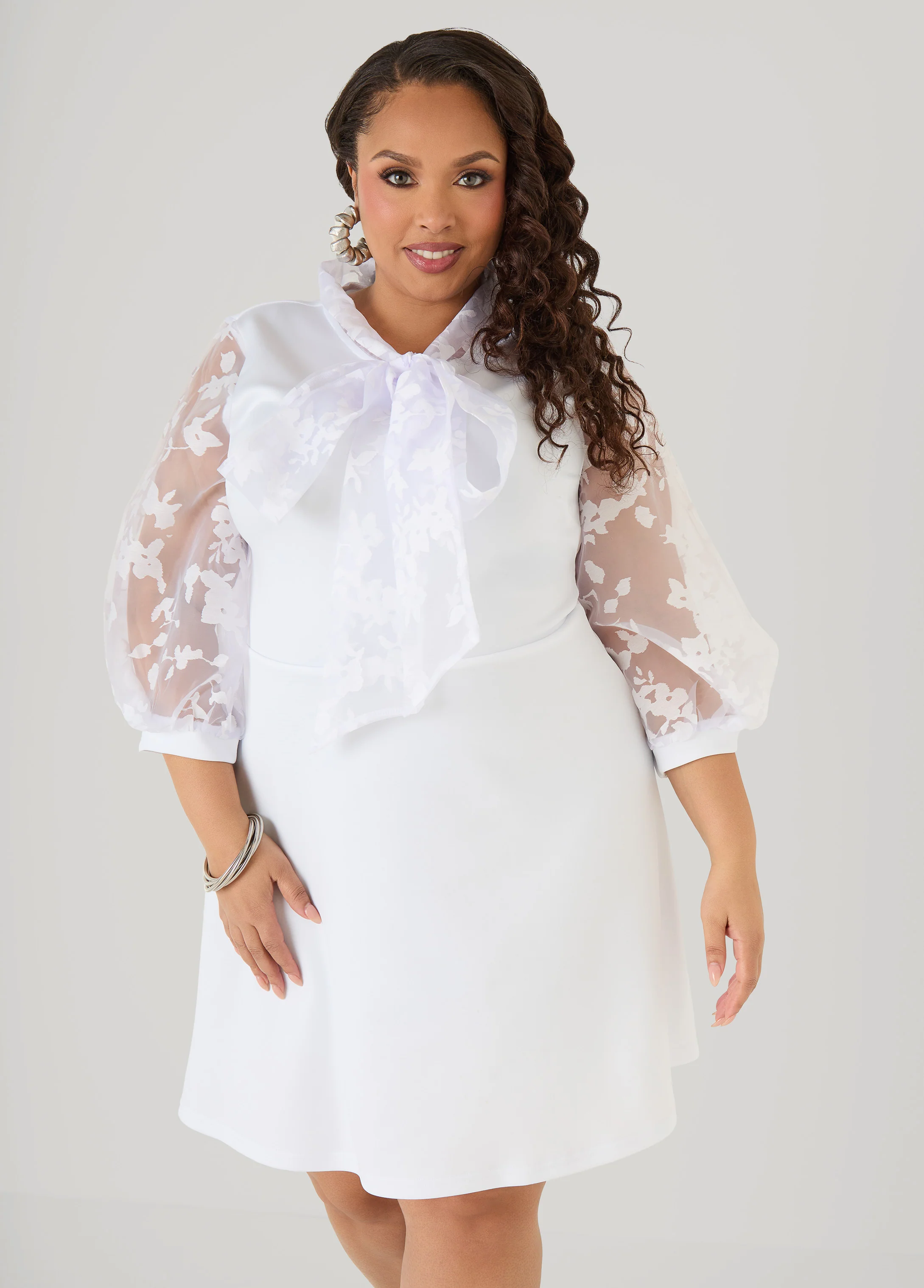 Paneled Organza A Line Dress - Image 4
