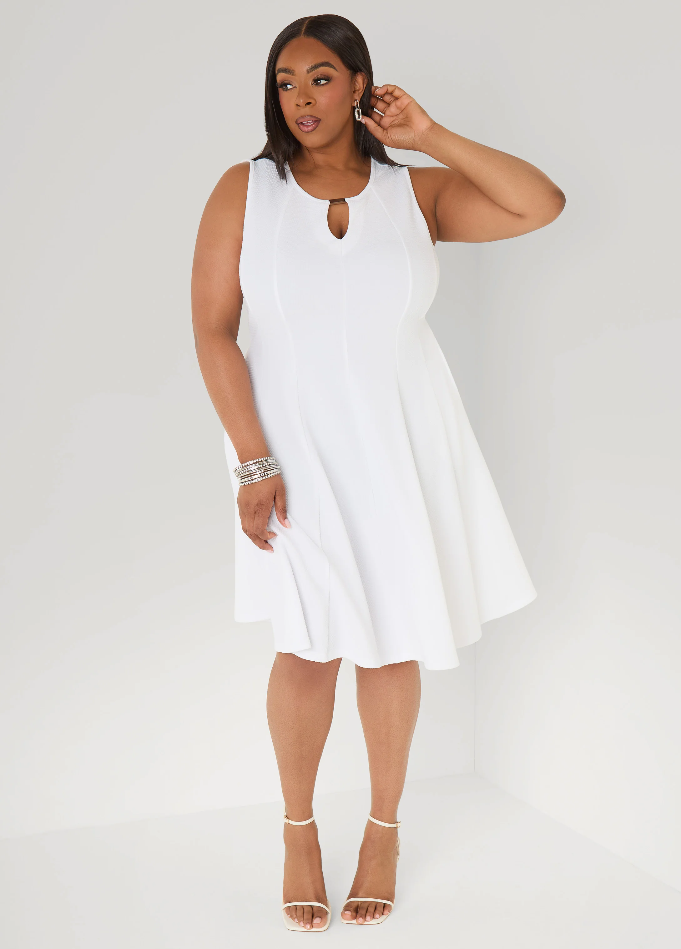 Textured A Line Dress - Image 3