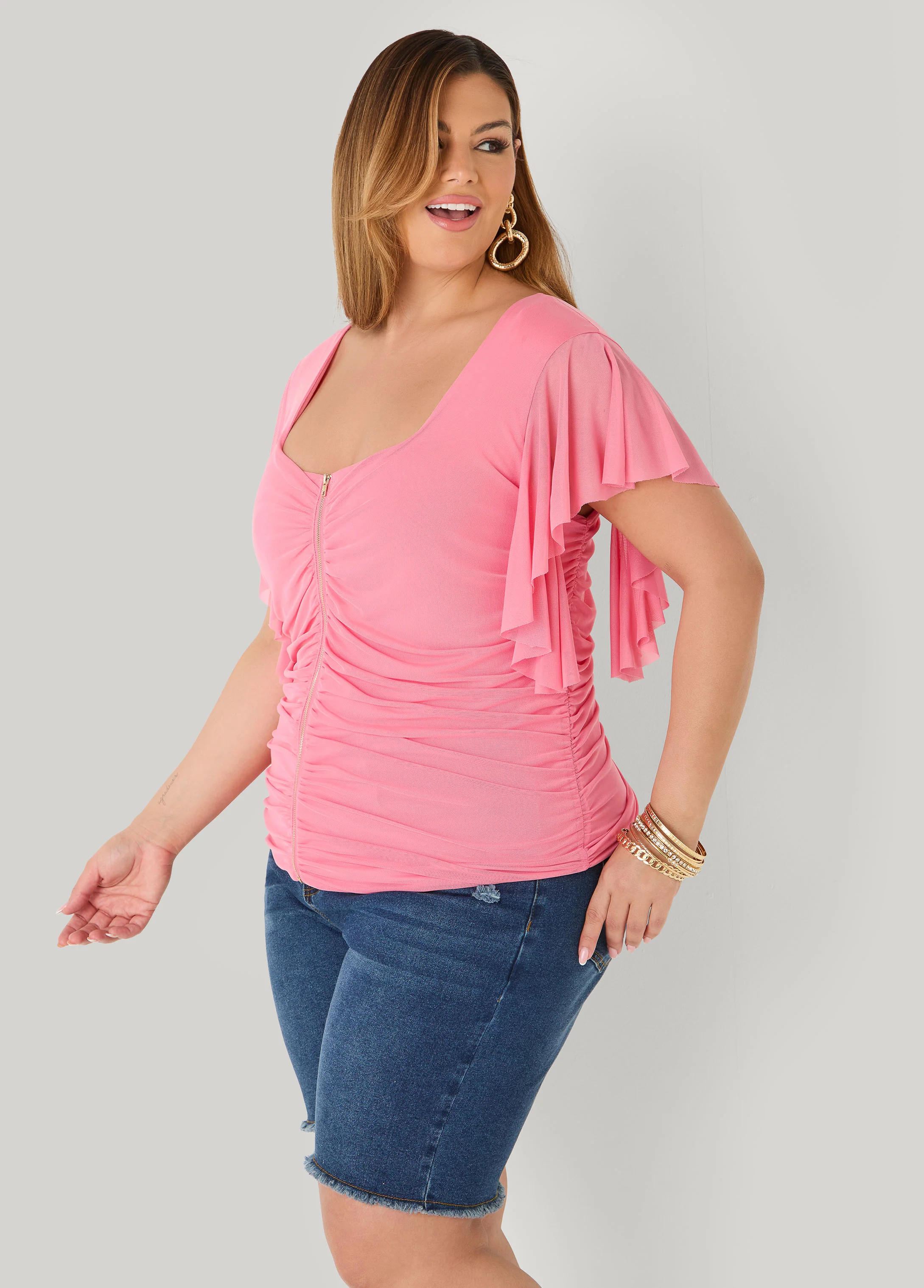 Ruched Mesh Bustier Top - Image 4