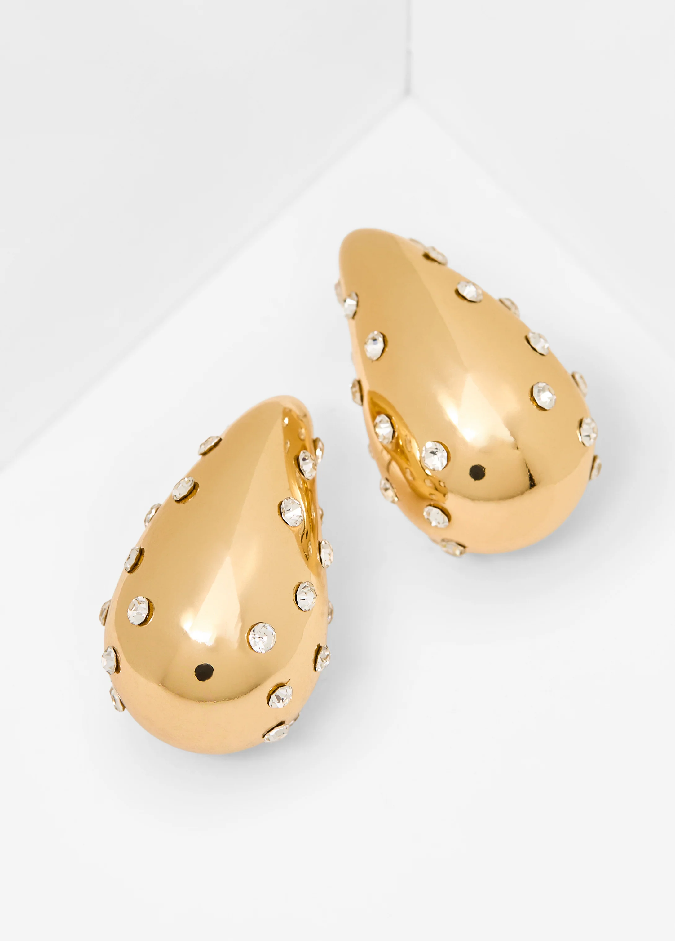 Crystal Gold Teardrop Earrings - Image 2