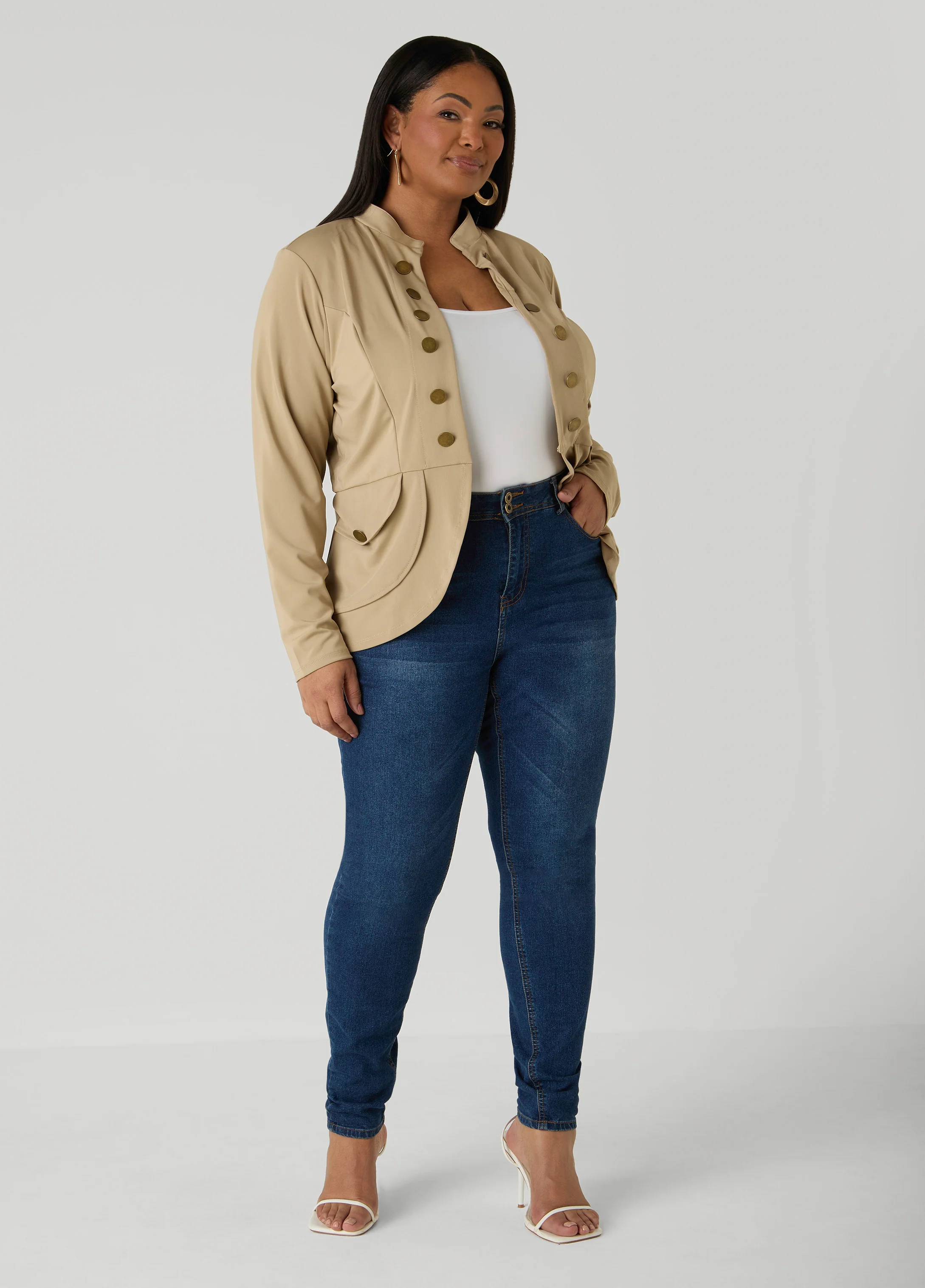 Button Detailed Military Jacket - Image 3