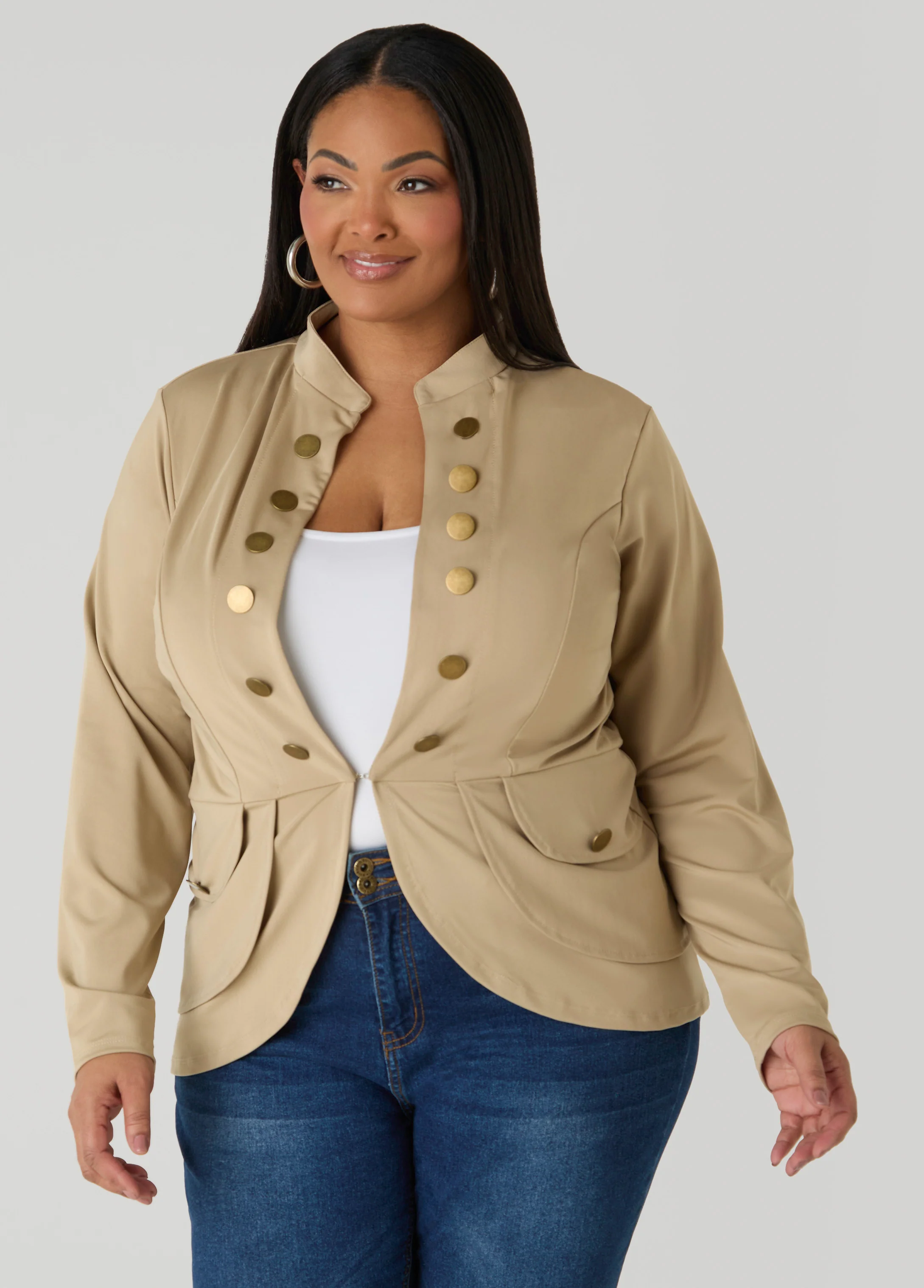Button Detailed Military Jacket - Image 4