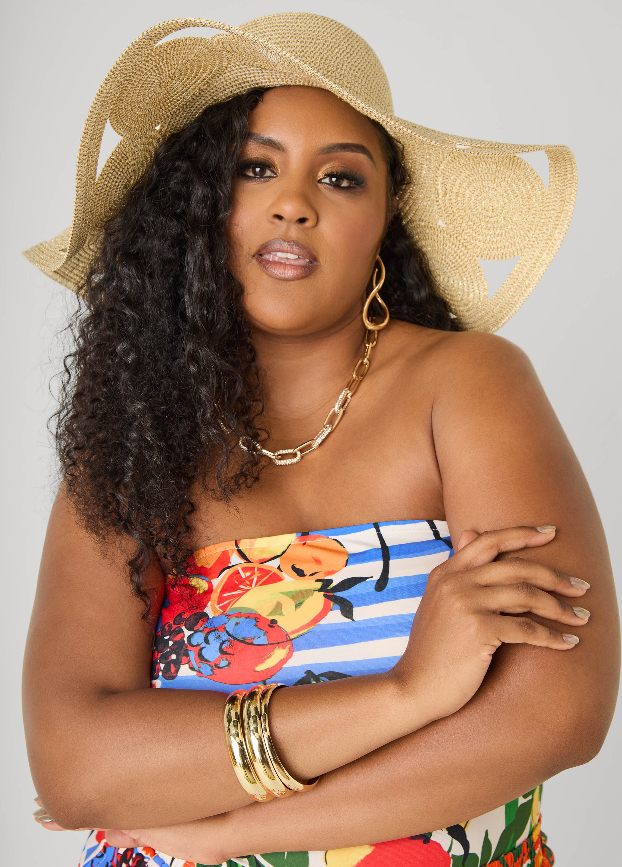 Metallic Cutout Straw Hat - Image 3