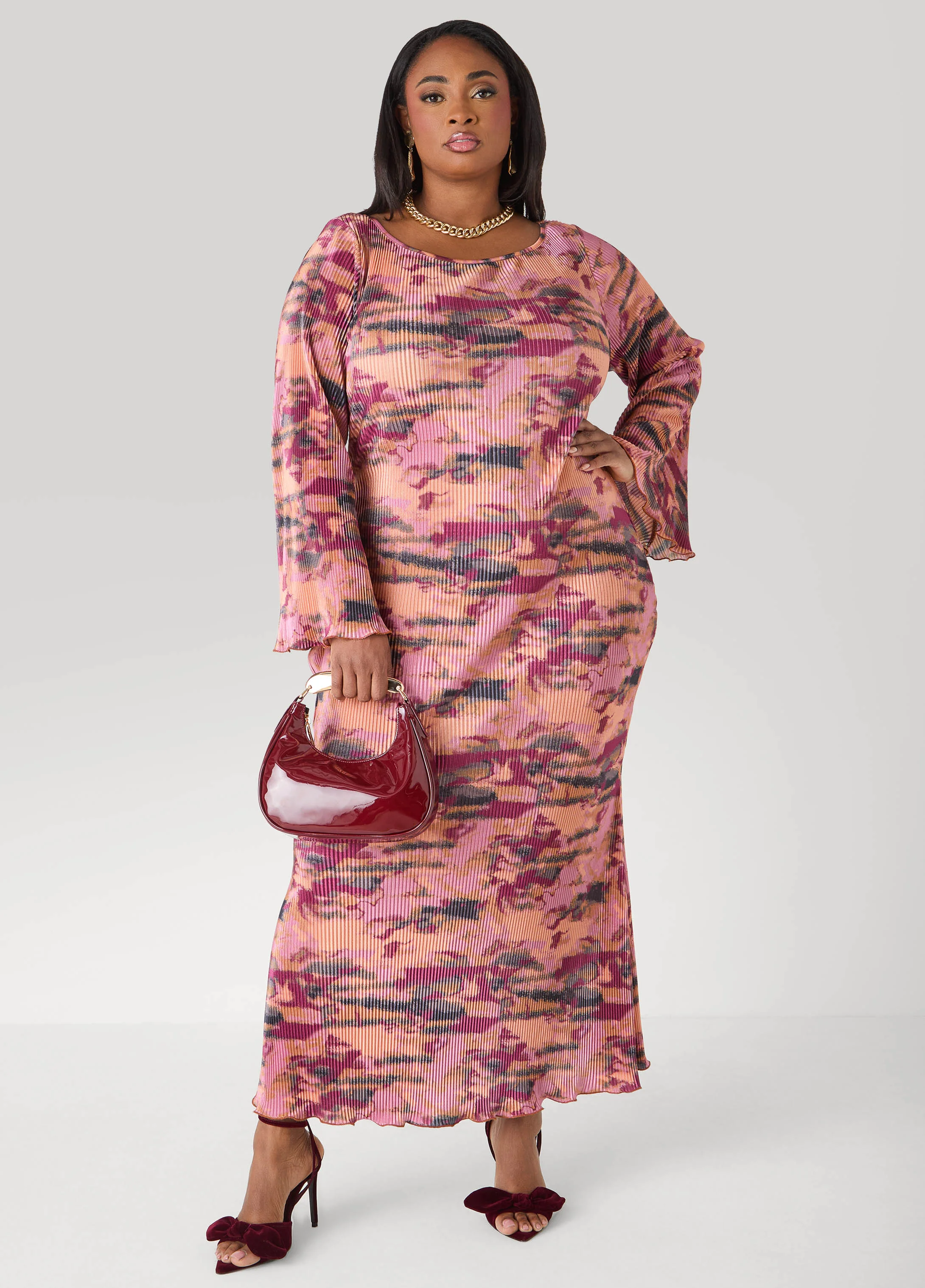 Plisse Printed Maxi Dress - Image 4