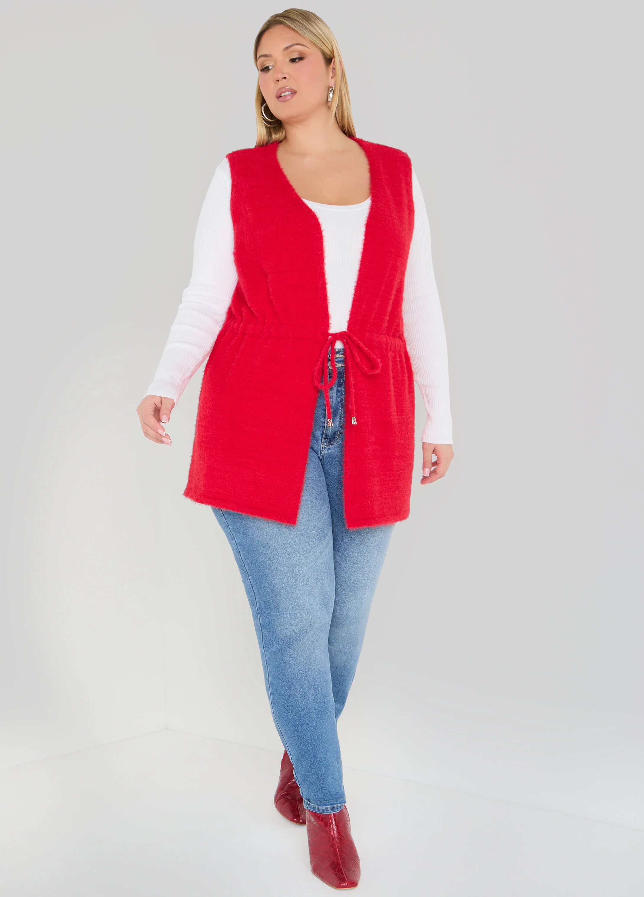 Drawstring Brushed Knit Vest - Image 3