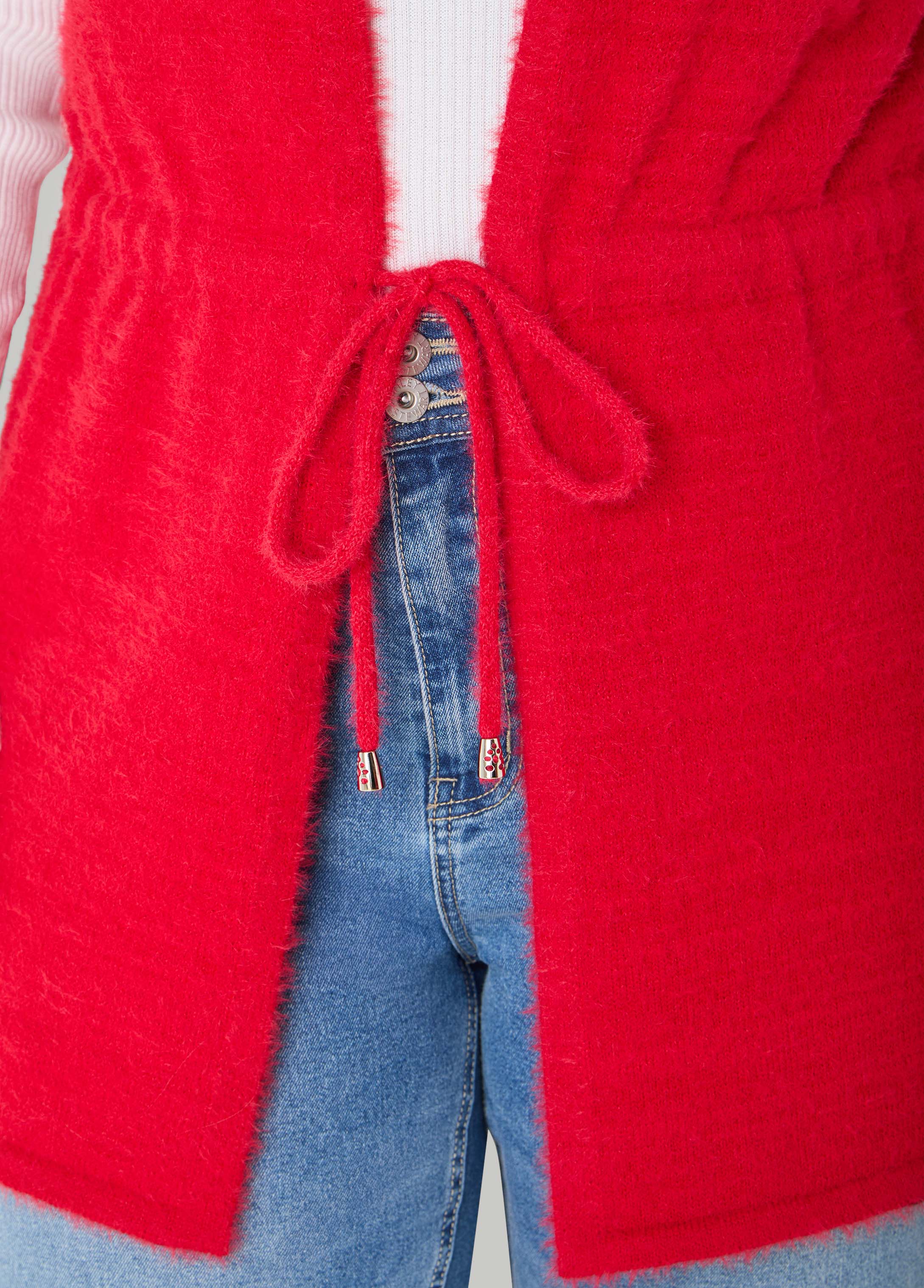 Drawstring Brushed Knit Vest - Image 4