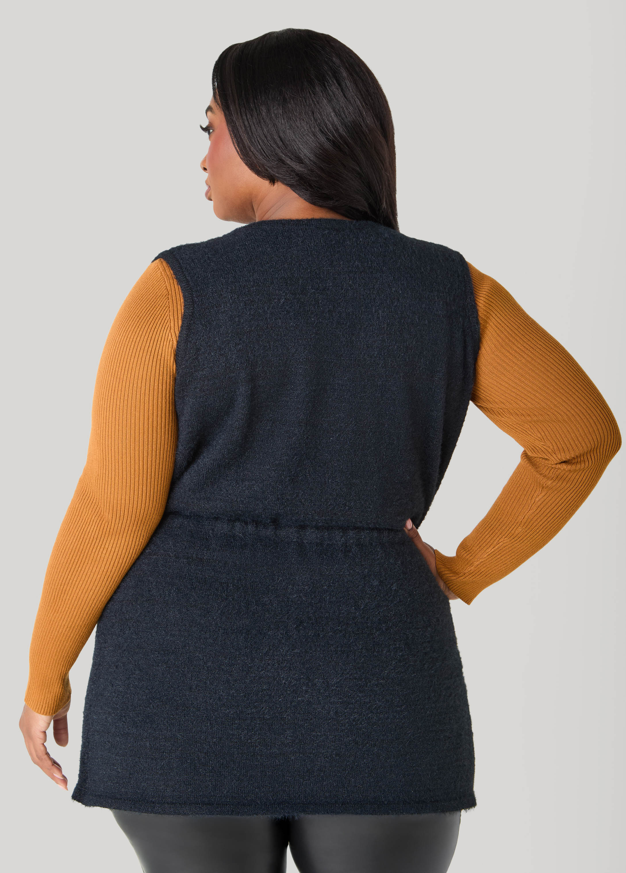 Drawstring Brushed Knit Vest - Image 6