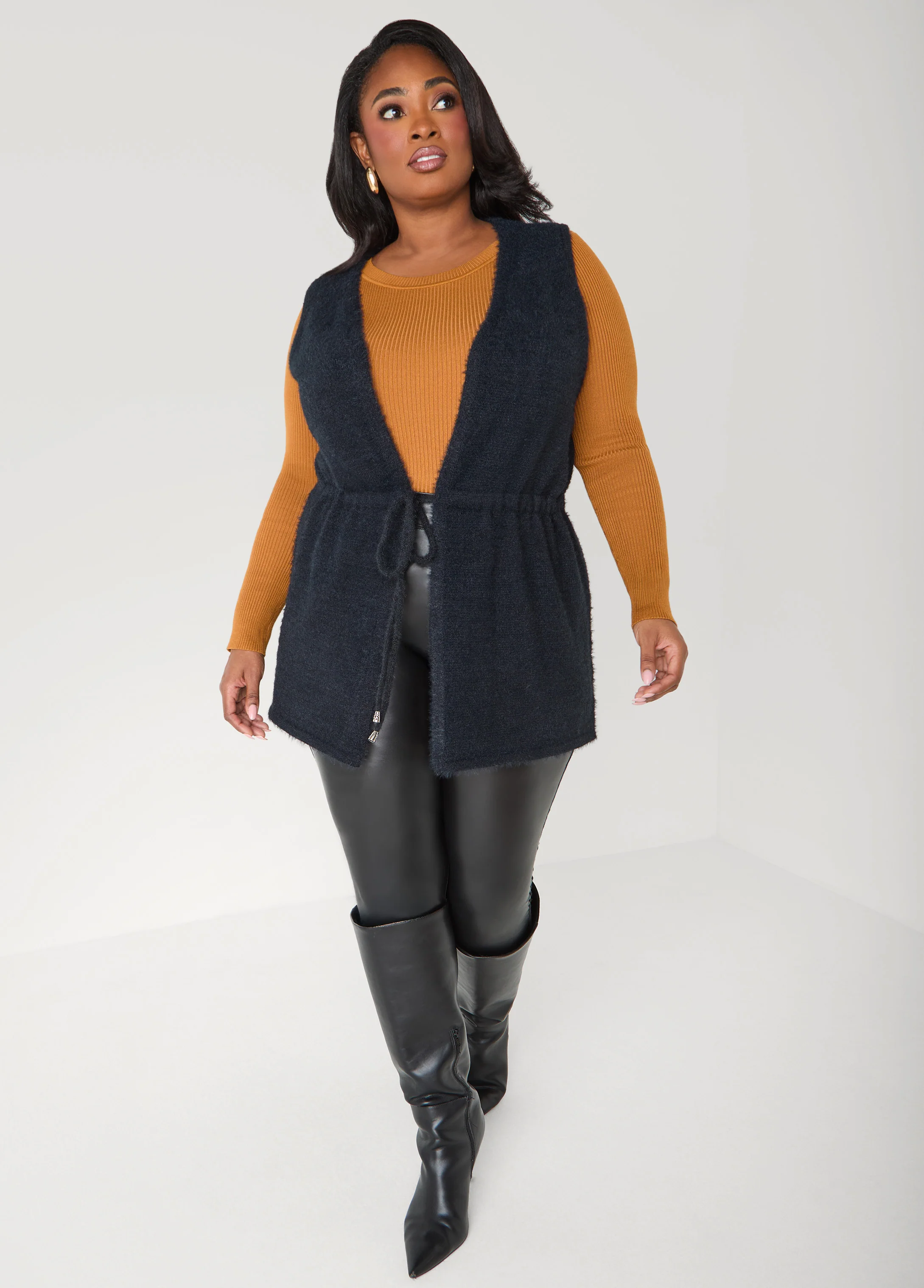 Drawstring Brushed Knit Vest - Image 7