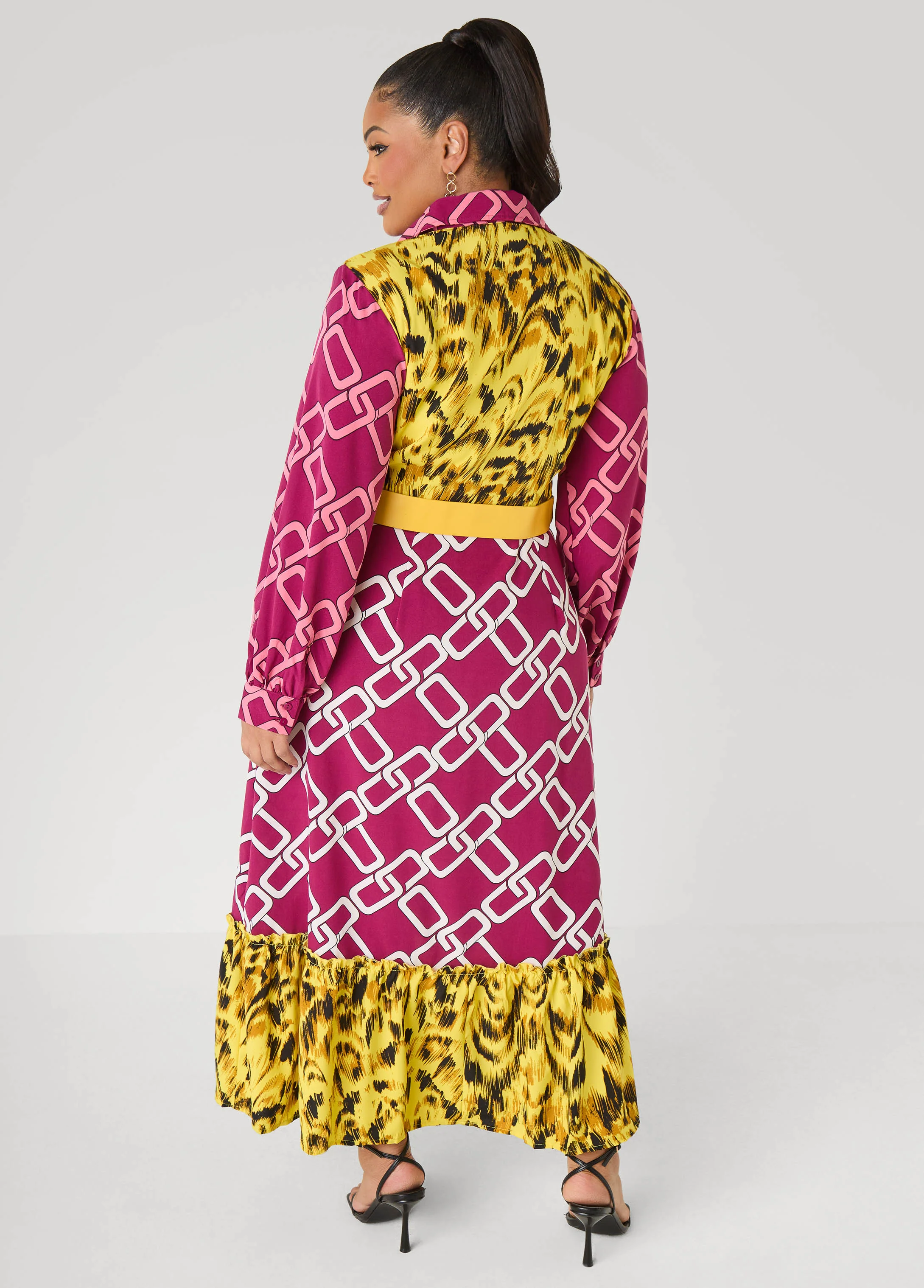 Belted Printed Maxi Shirtdress - Image 2
