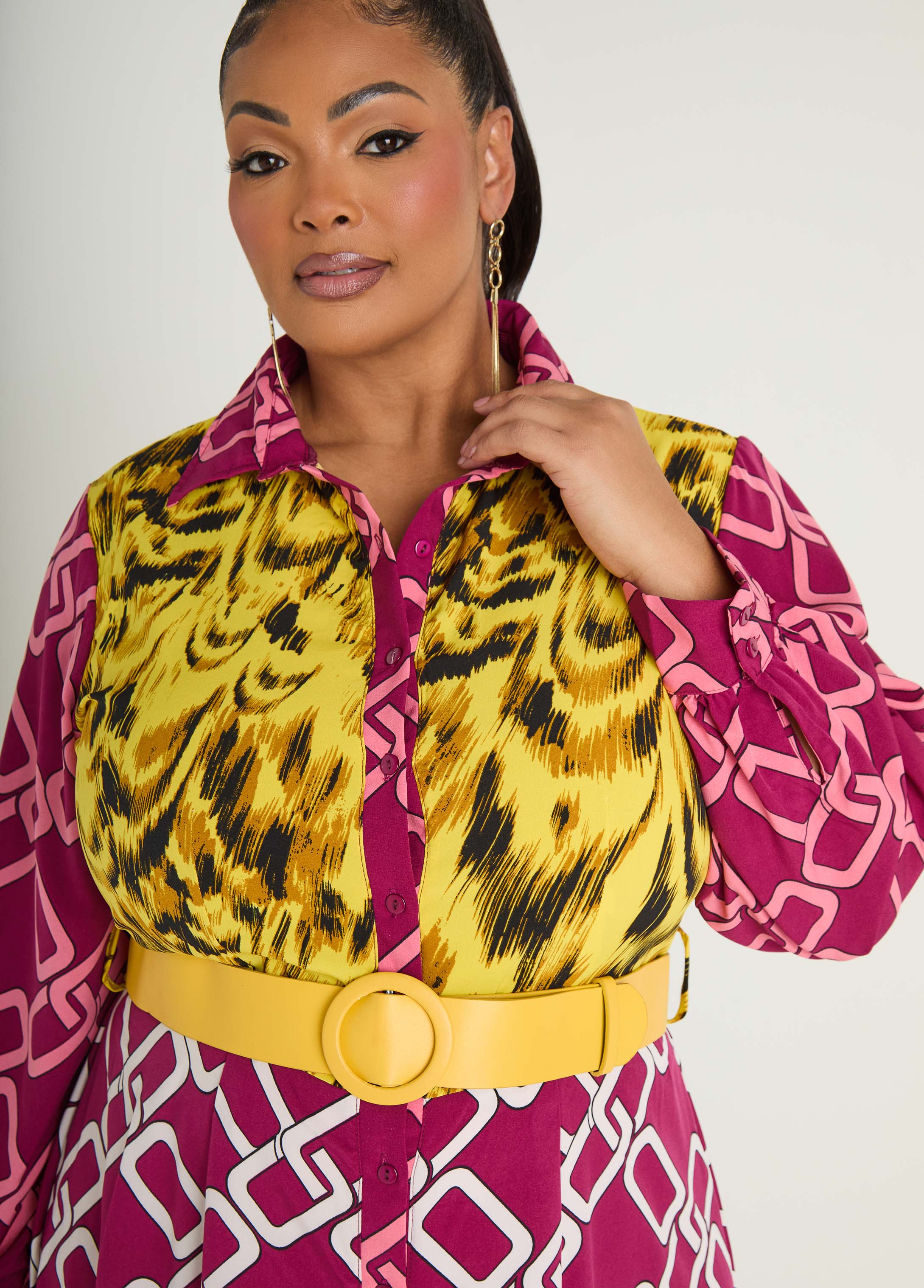 Belted Printed Maxi Shirtdress - Image 4