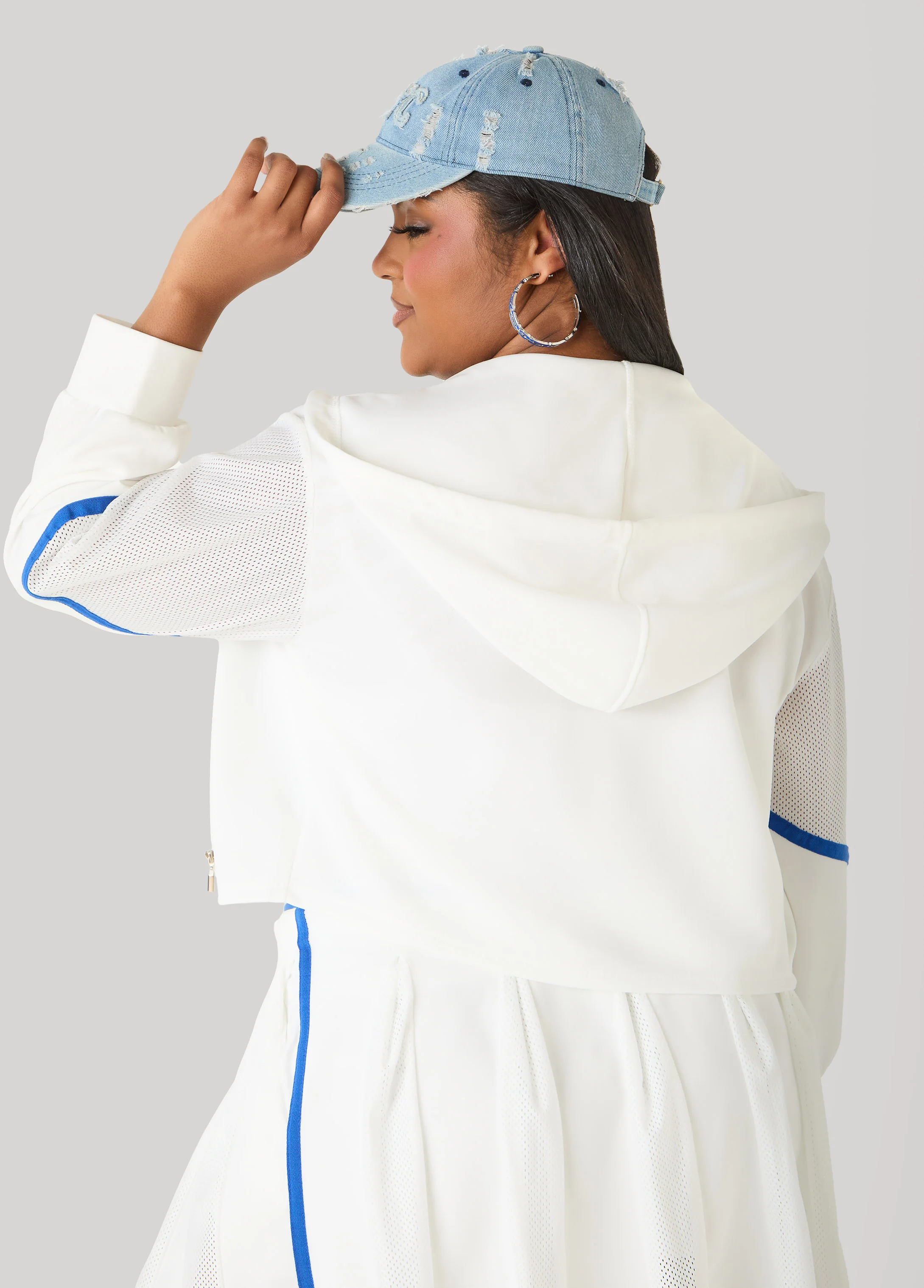 Cropped Mesh Paneled Track Jacket - Image 3