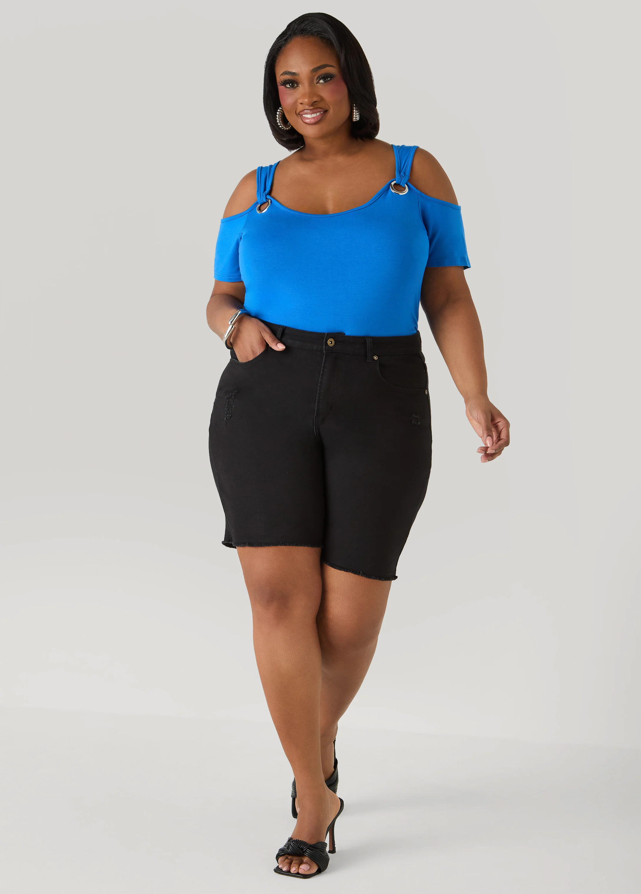 Grommet Cold Shoulder Top - Image 15