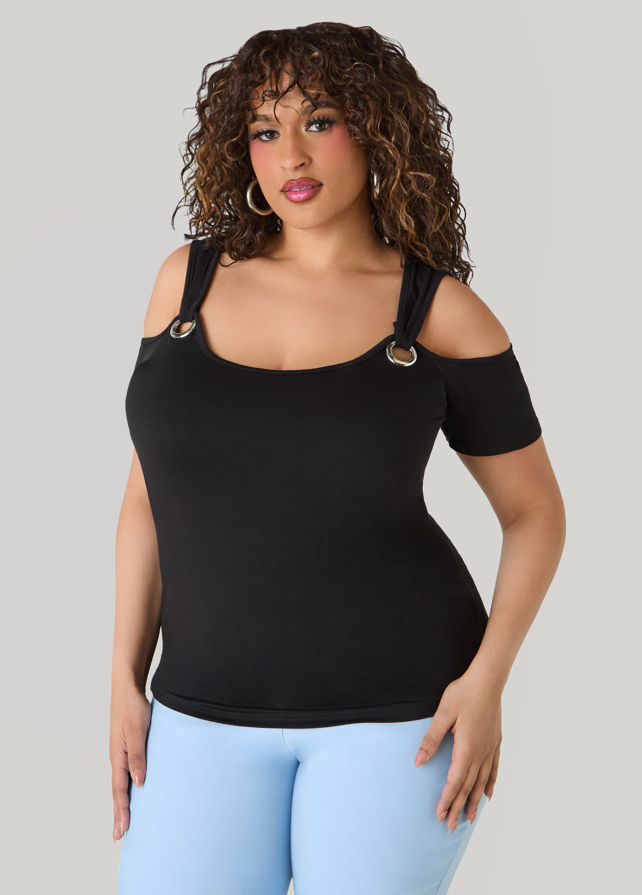 Grommet Cold Shoulder Top - Image 5