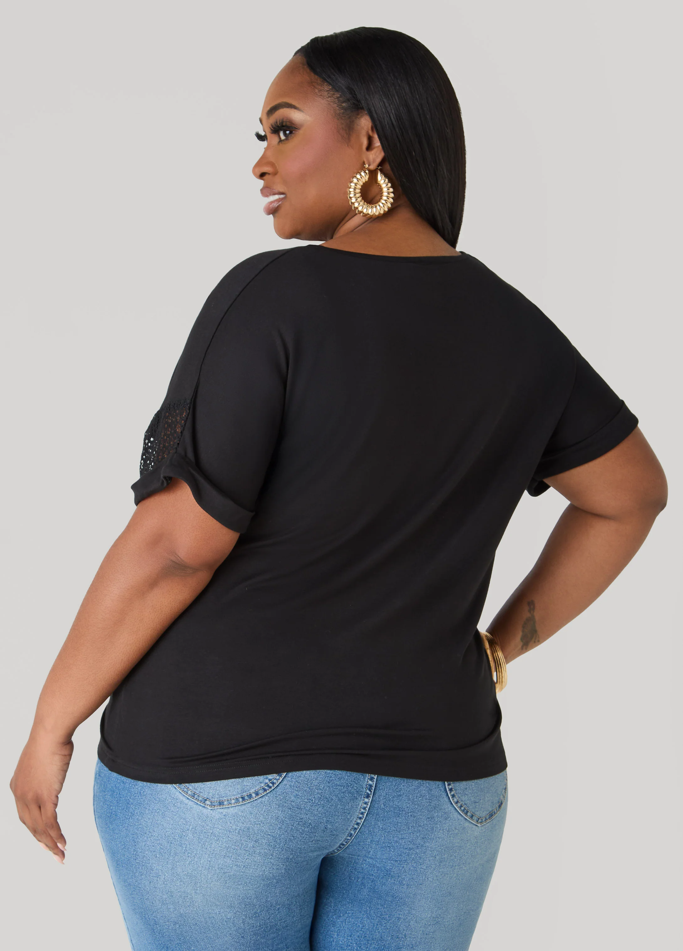 Crochet Paneled T Shirt - Image 2