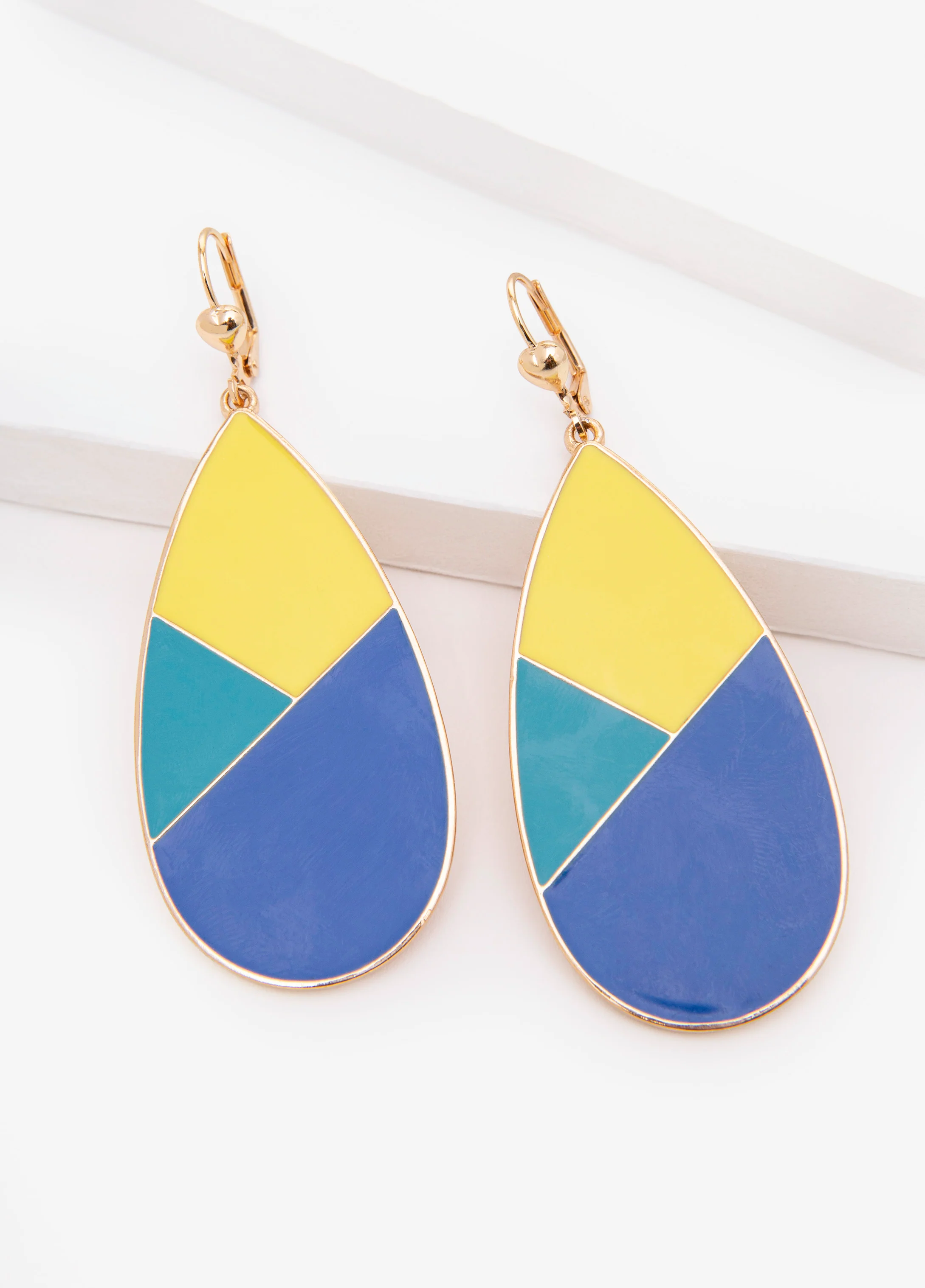 Colorblock Teardrop Earrings - Image 2