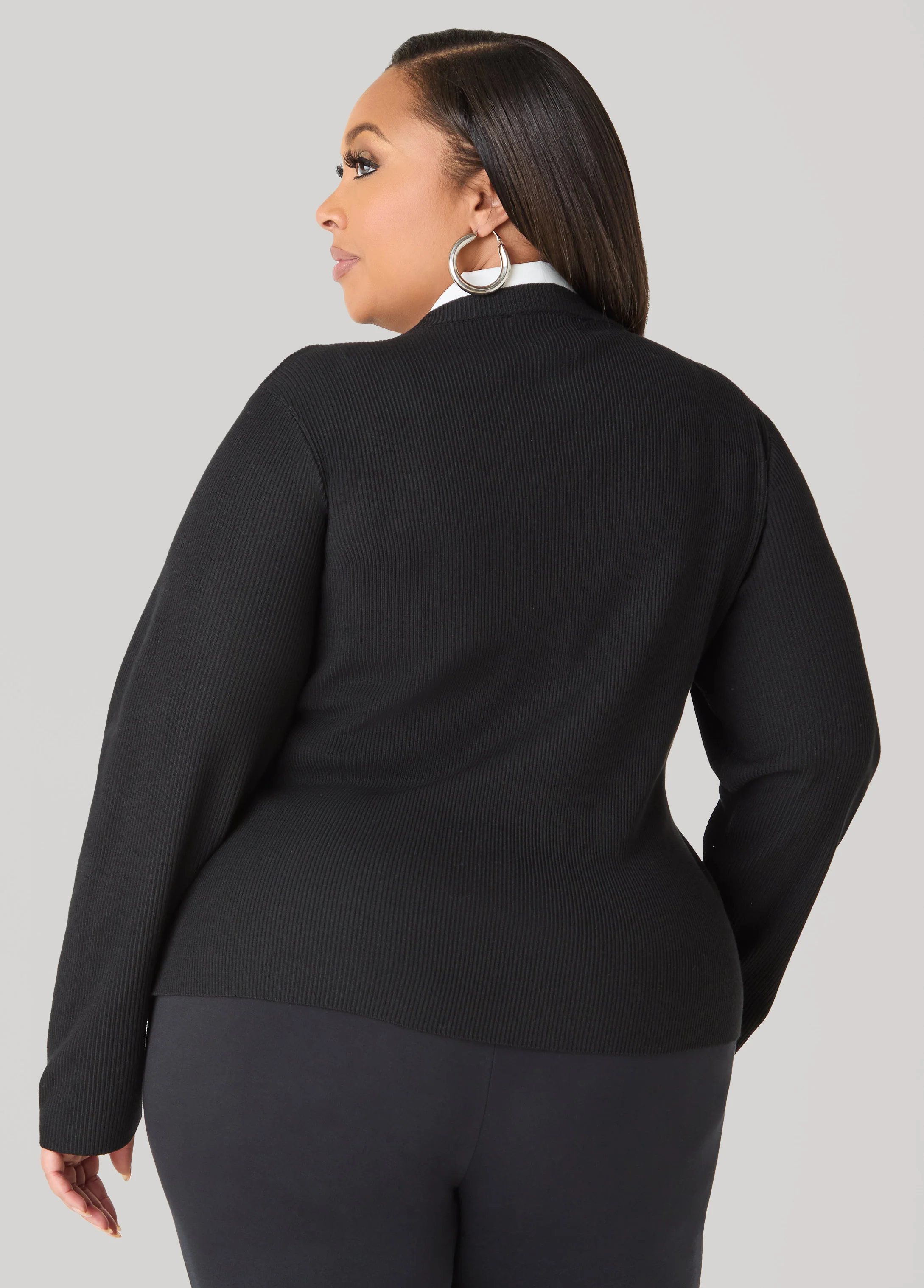 Brooch Embellished Paneled Sweater - Image 2
