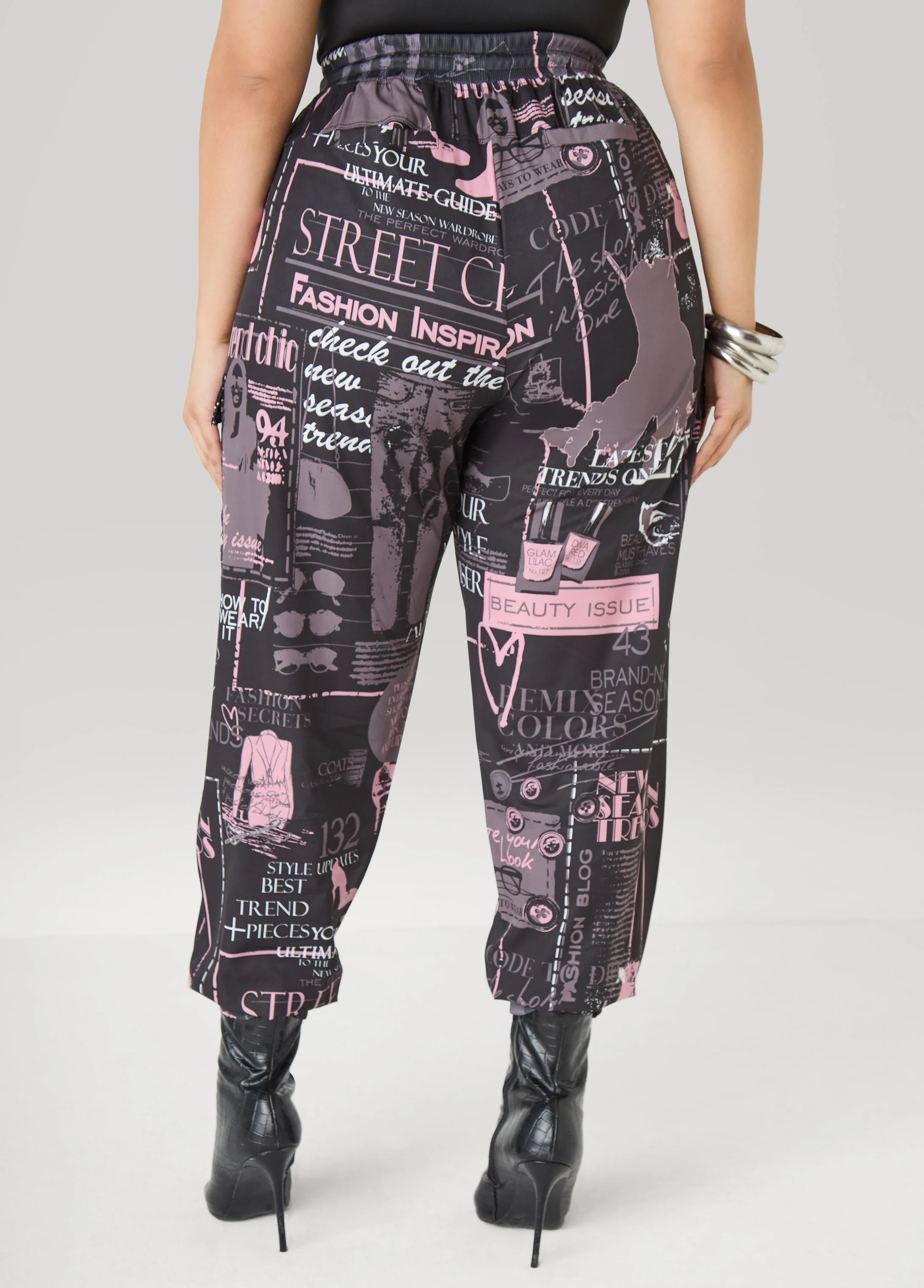Newspaper Print Cargo Joggers - Image 2