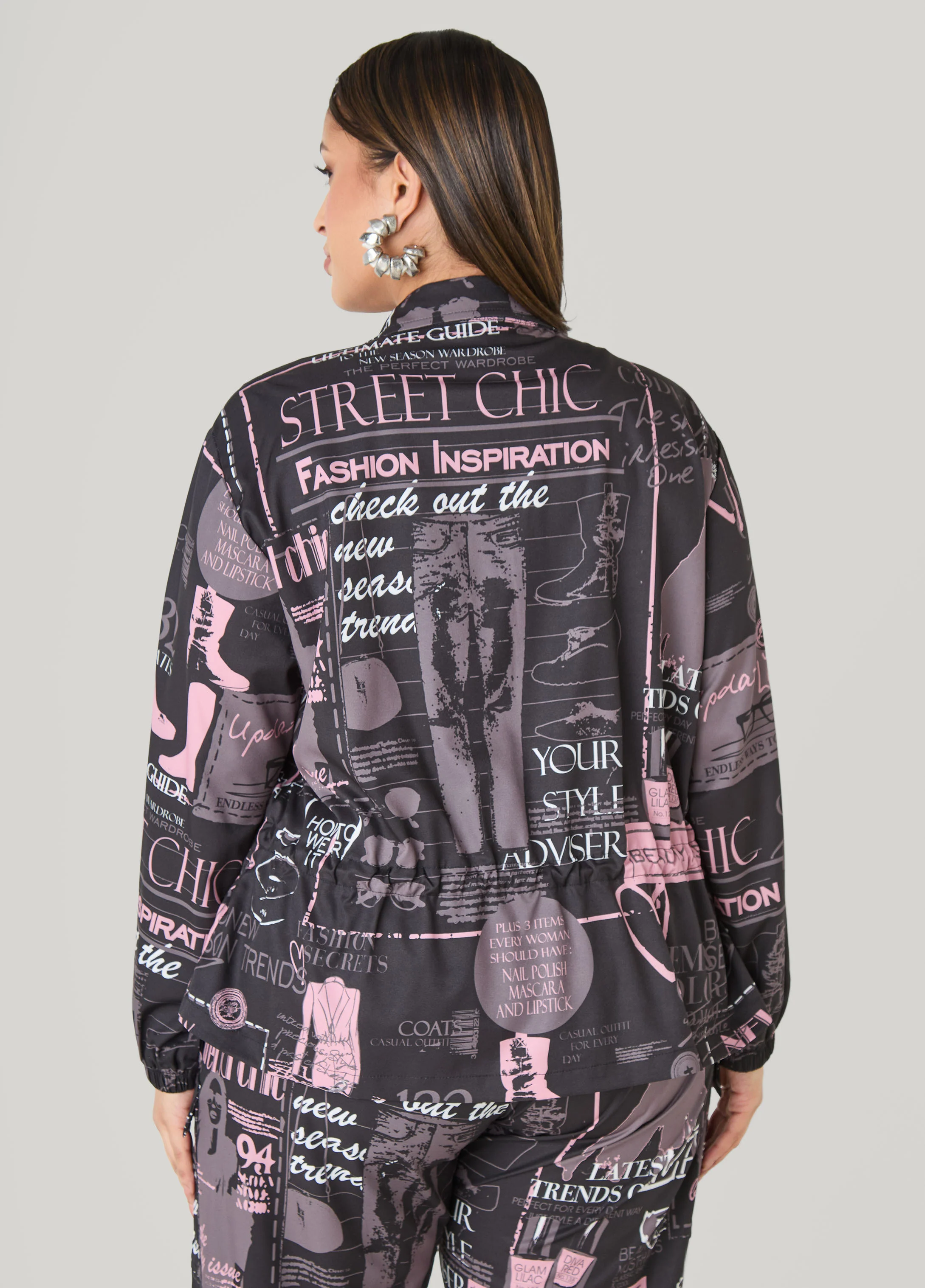 Newspaper Print Drawstring Jacket - Image 2