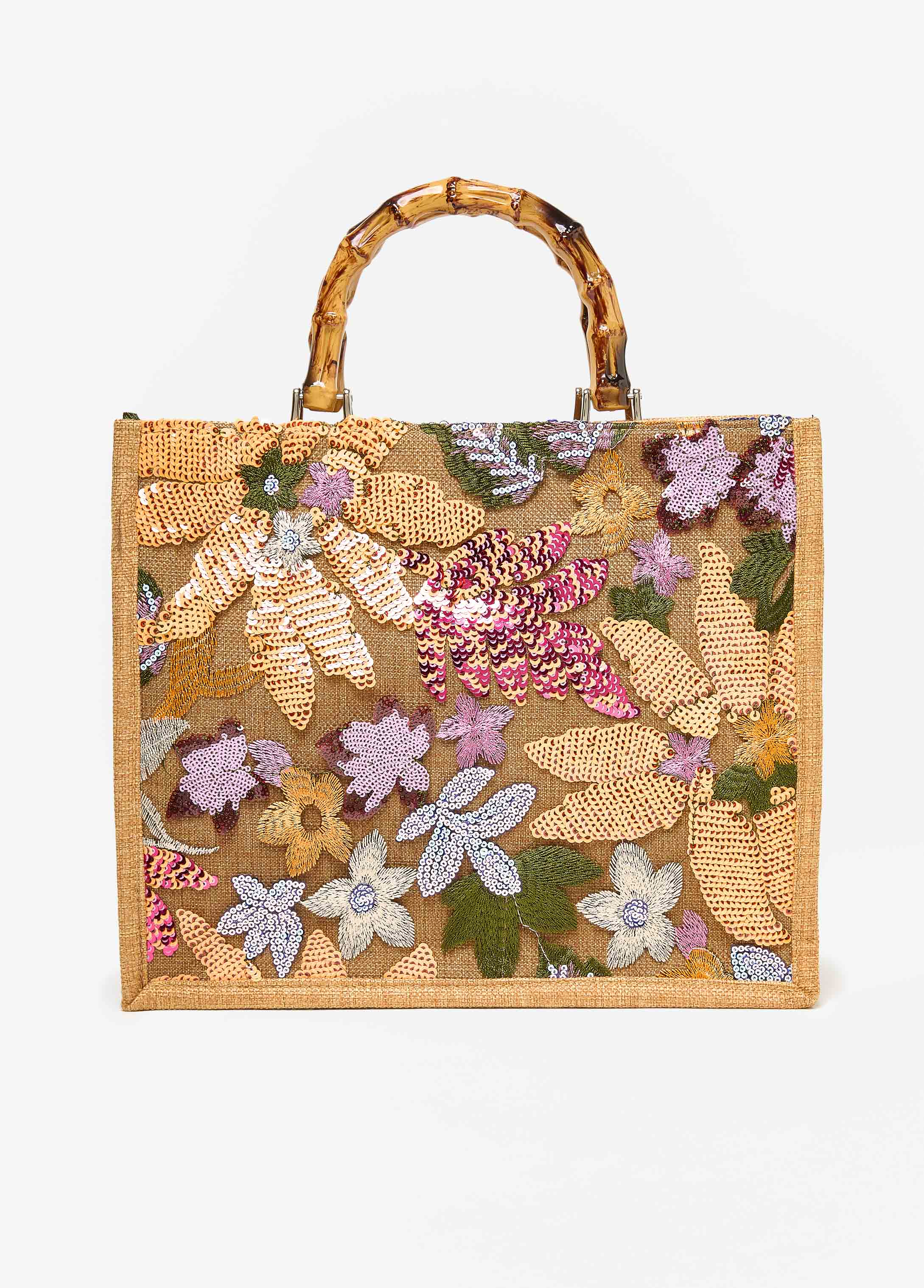 Floral Embellished Canvas Tote - Image 3