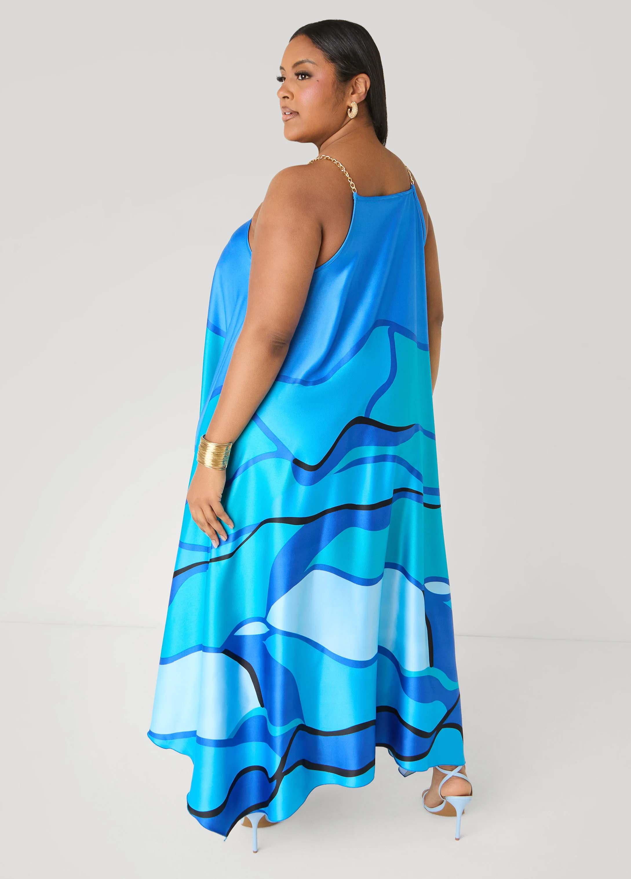 Chain Trimmed Wave Print Dress - Image 2
