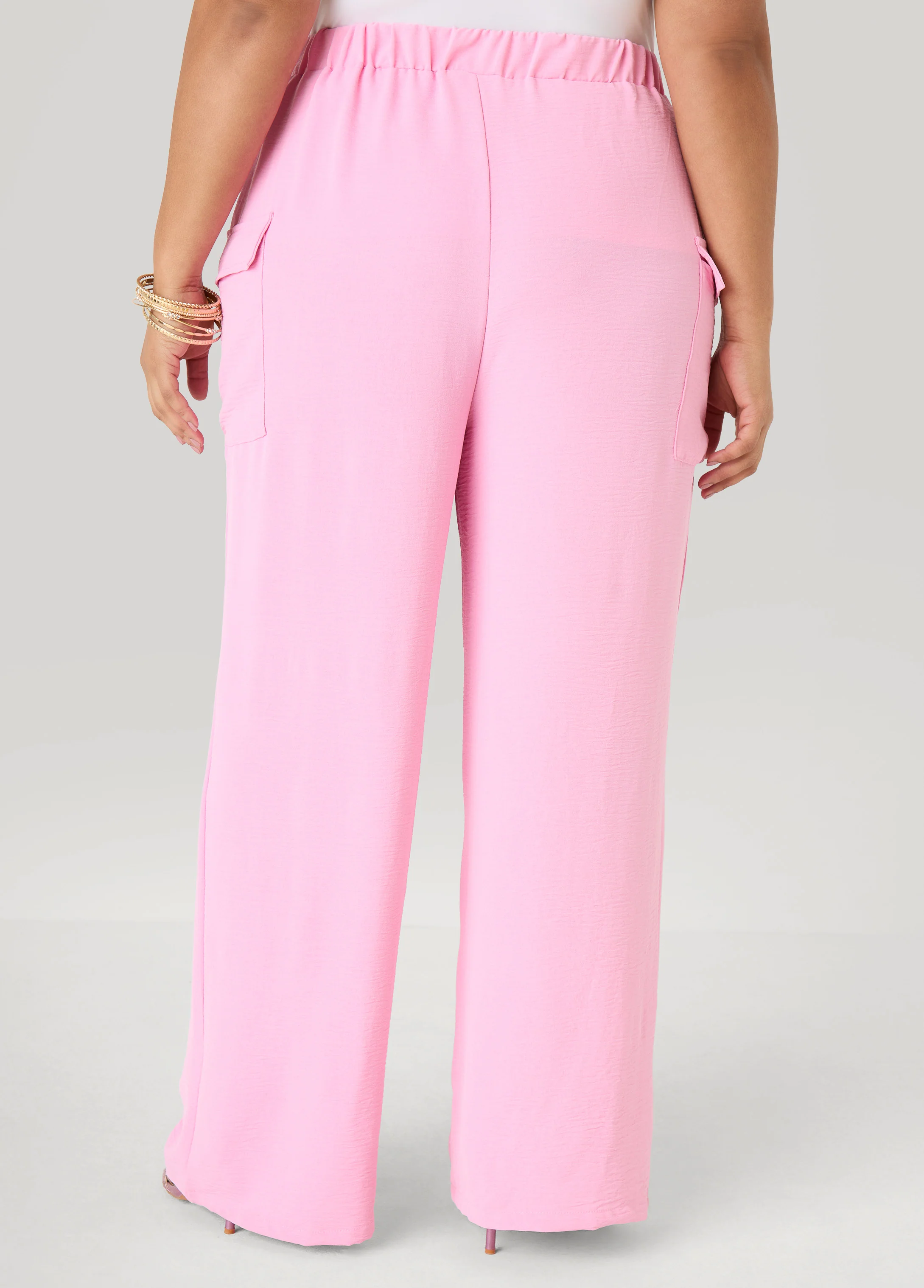 Textured Wide Leg Cargo Pants - Image 10