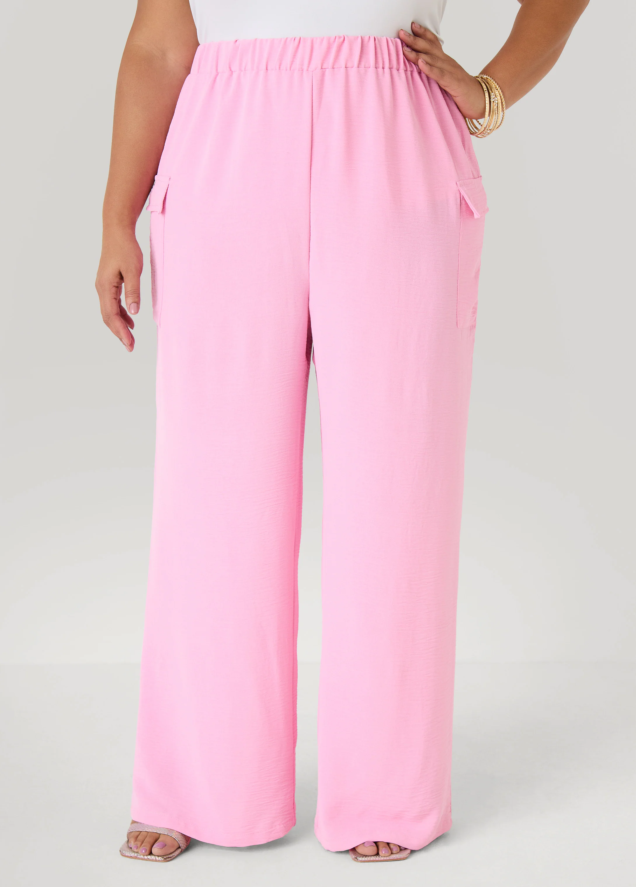 Textured Wide Leg Cargo Pants - Image 11