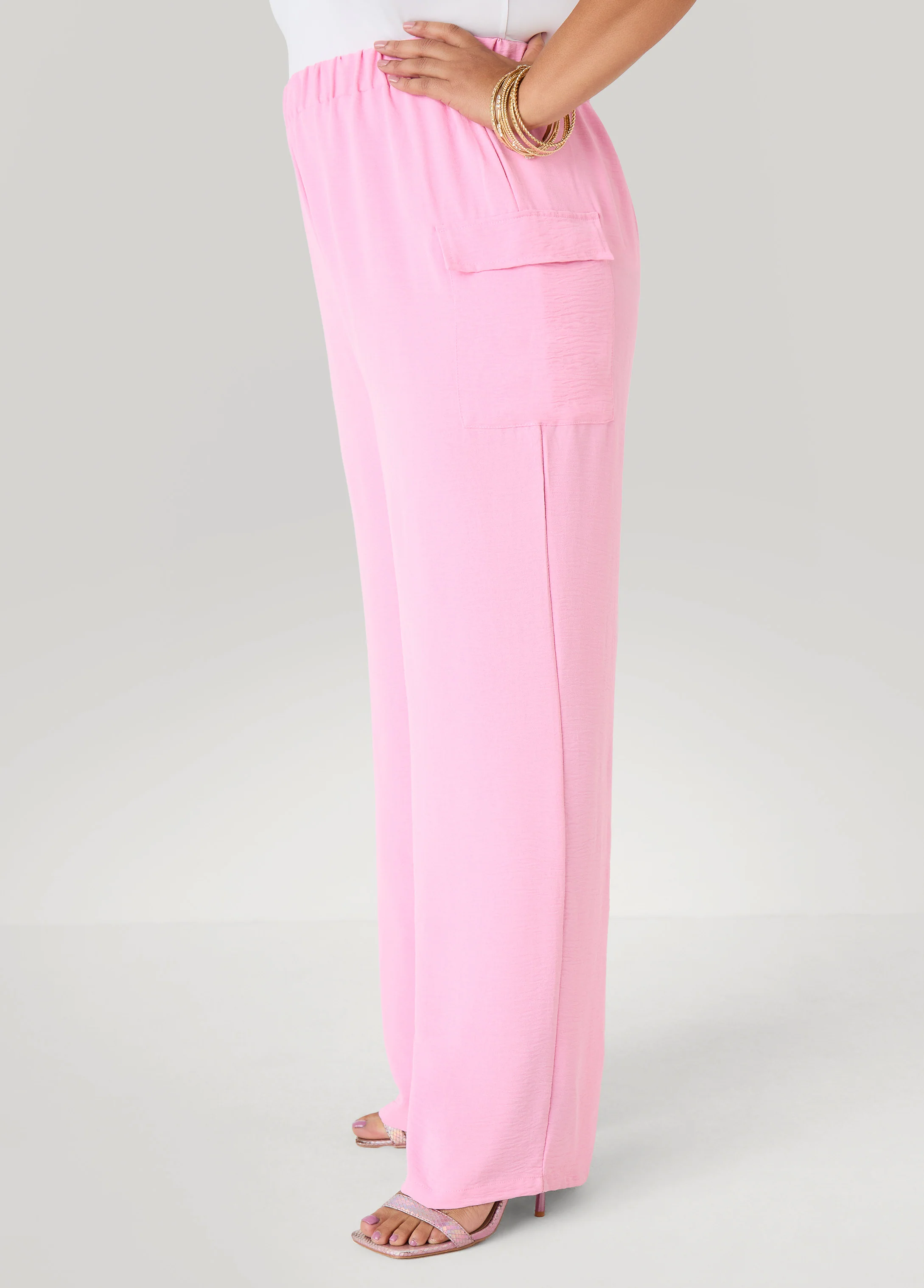 Textured Wide Leg Cargo Pants - Image 12