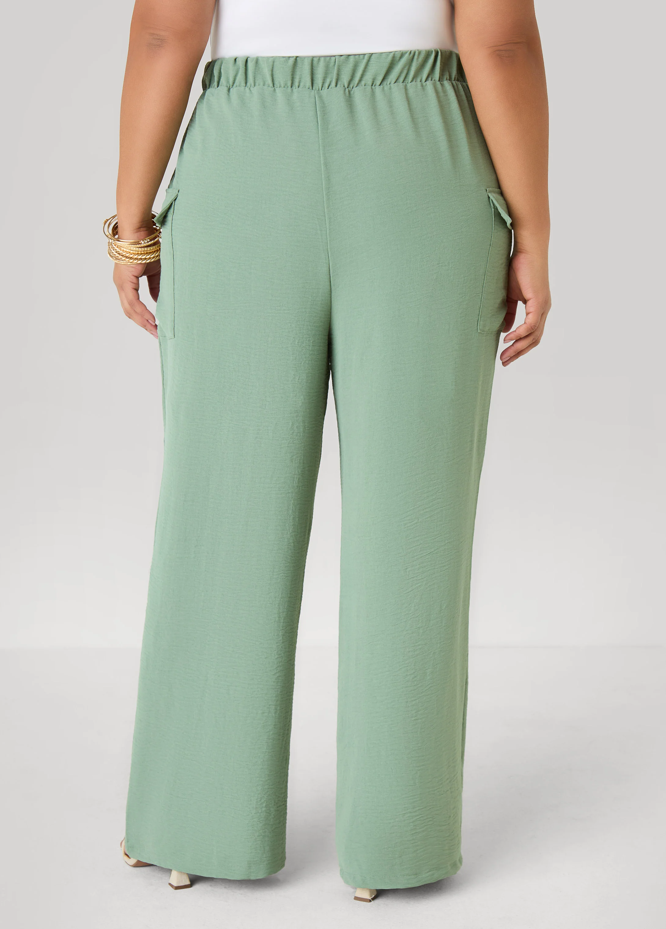 Textured Wide Leg Cargo Pants - Image 14