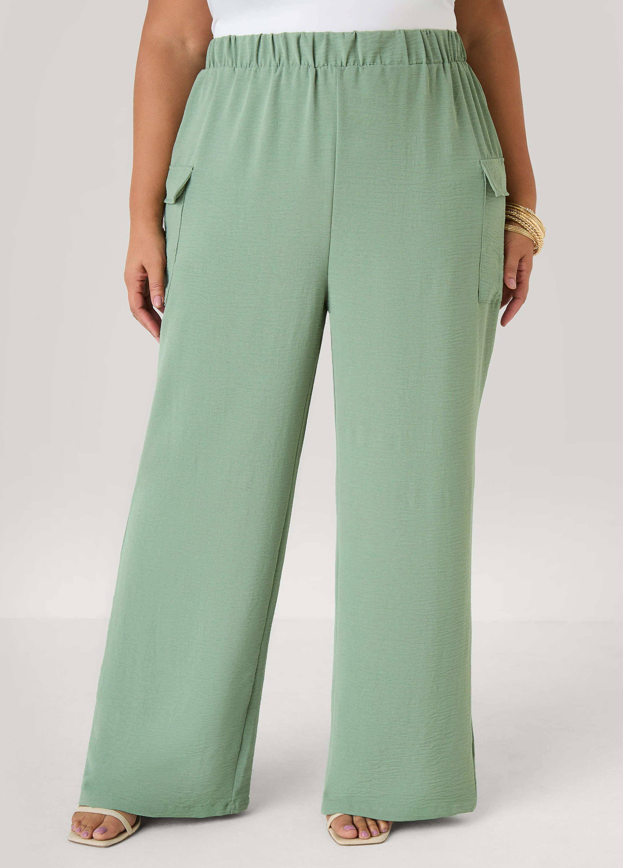 Textured Wide Leg Cargo Pants - Image 15