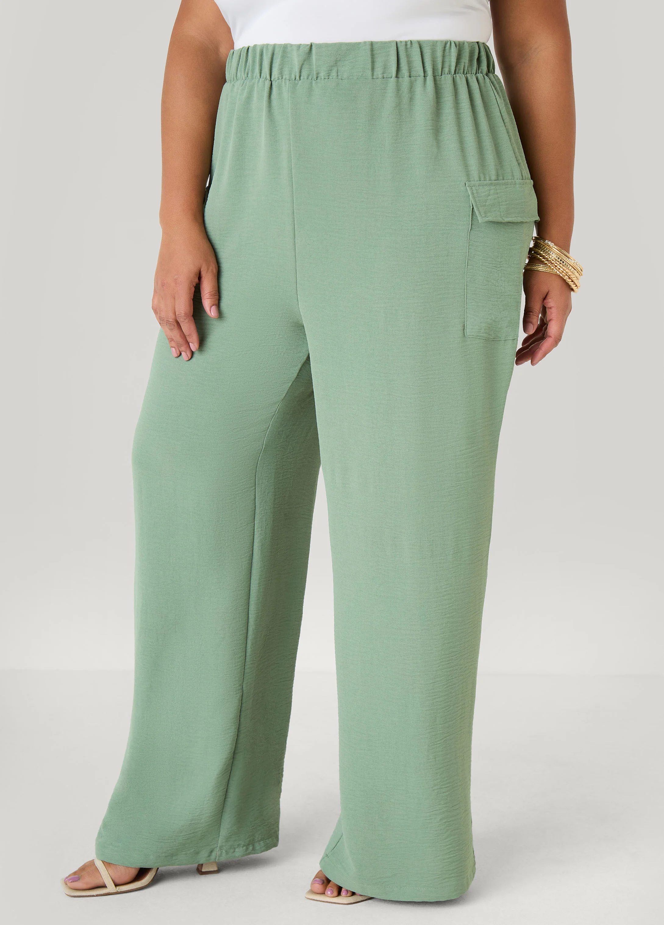 Textured Wide Leg Cargo Pants - Image 16