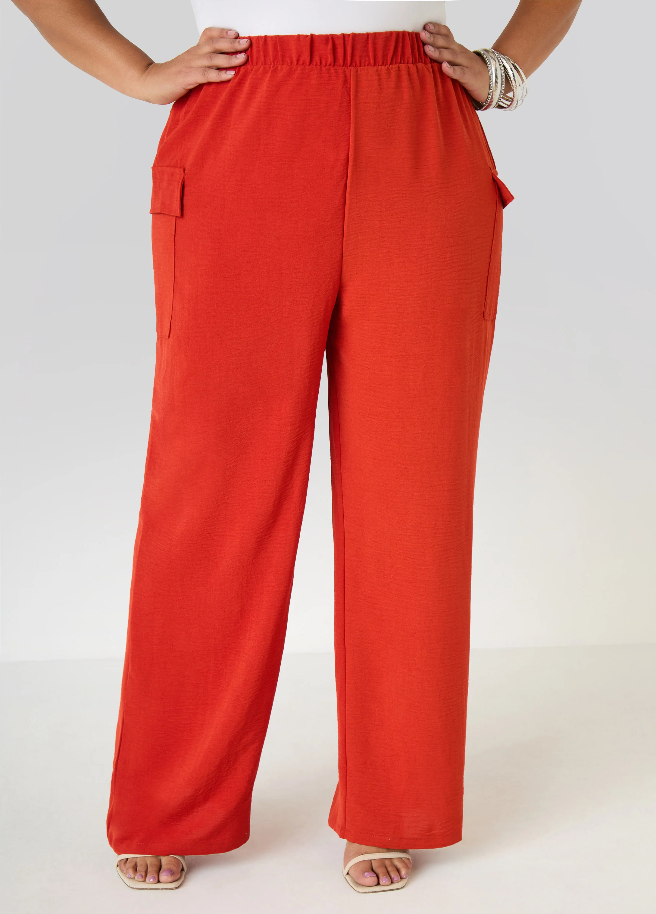 Textured Wide Leg Cargo Pants - Image 3