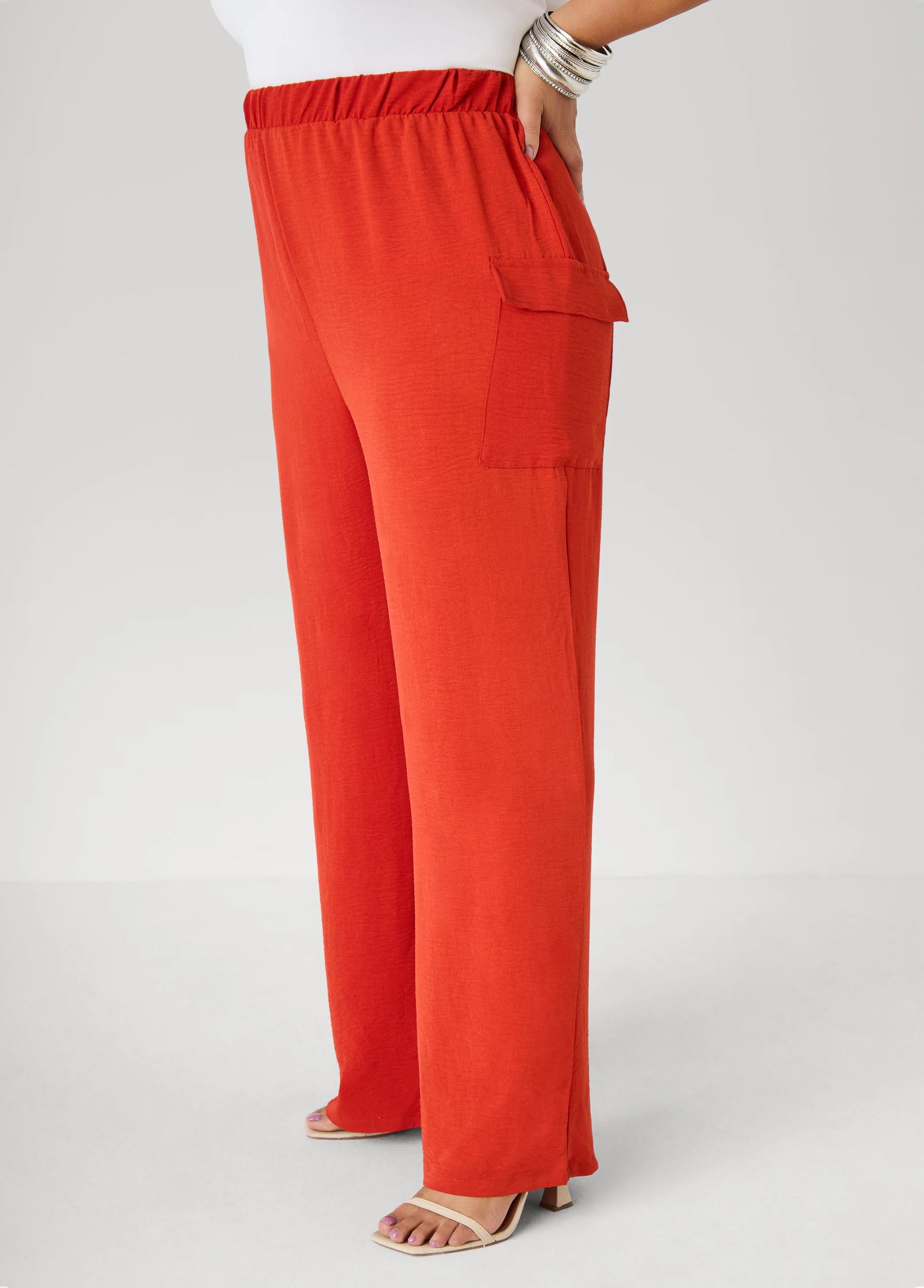 Textured Wide Leg Cargo Pants - Image 4