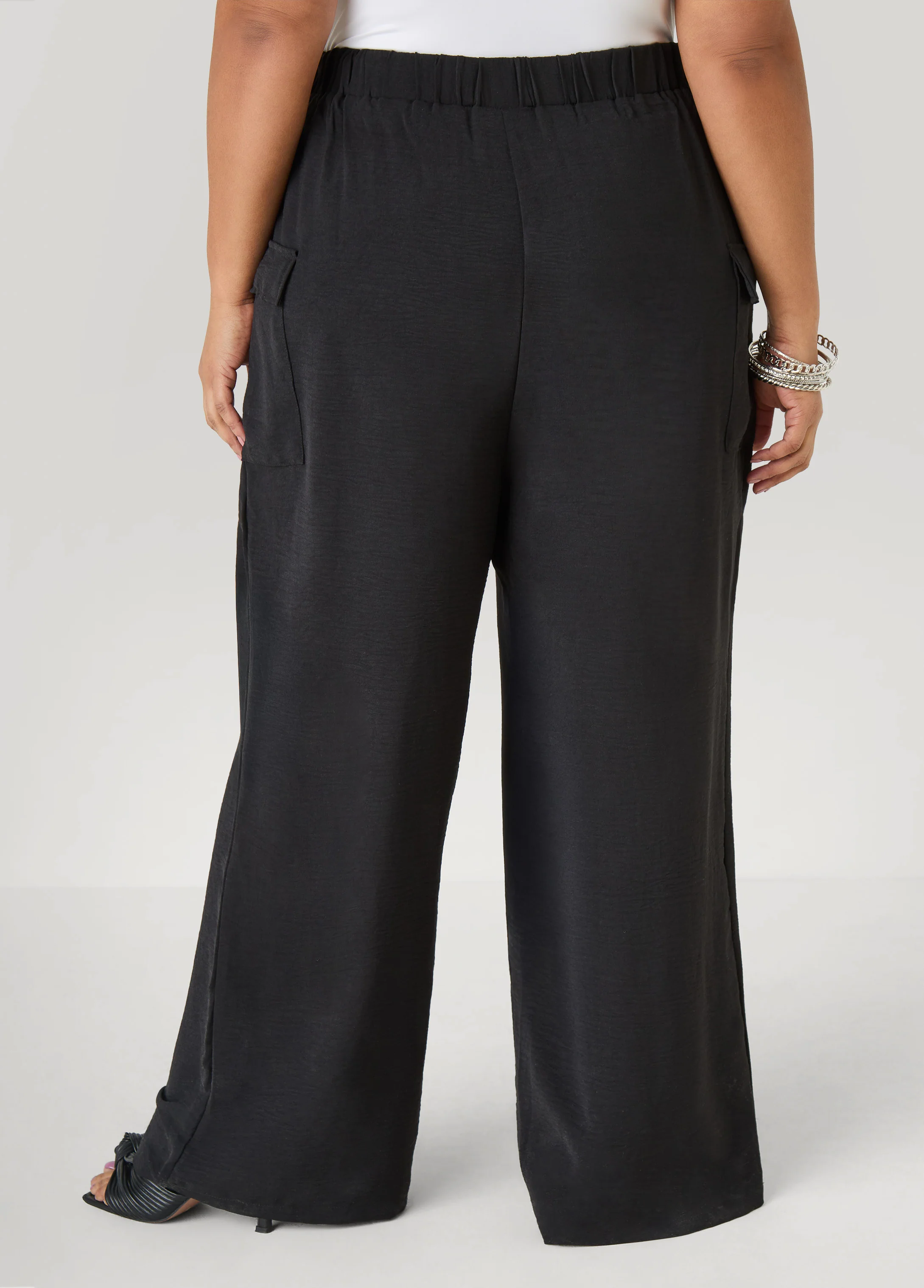 Textured Wide Leg Cargo Pants - Image 6