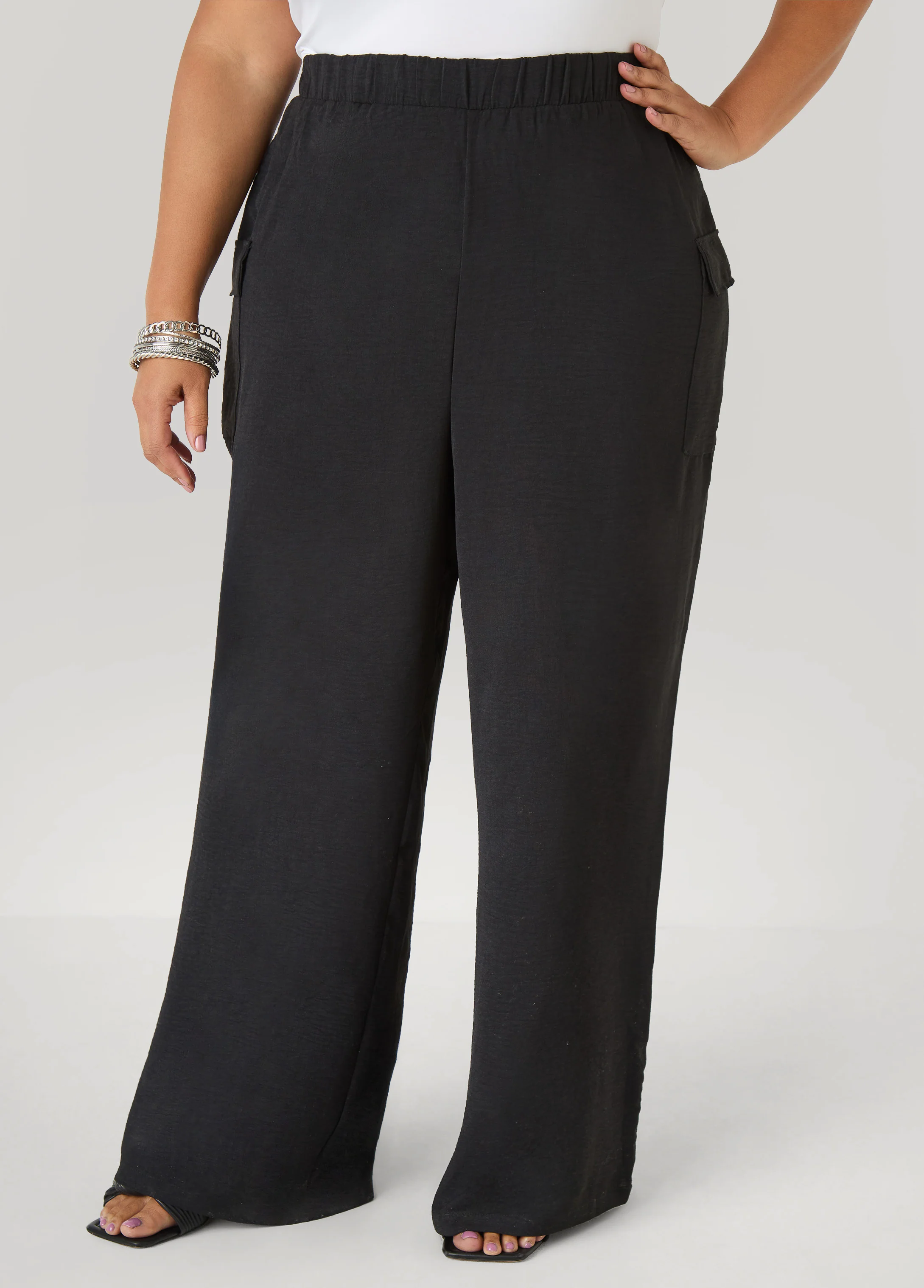 Textured Wide Leg Cargo Pants - Image 7