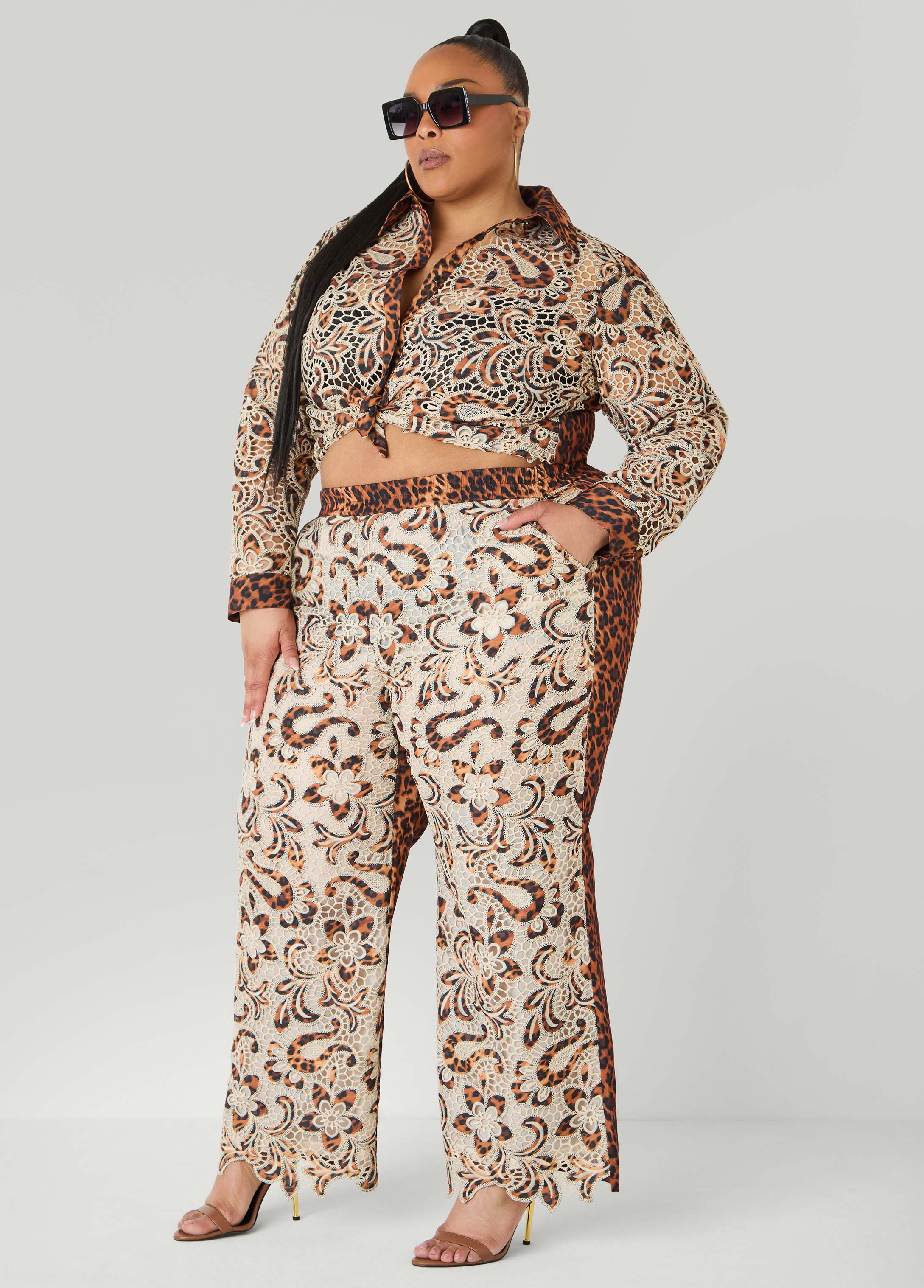 Leopard Print Corded Lace Shirt - Image 3