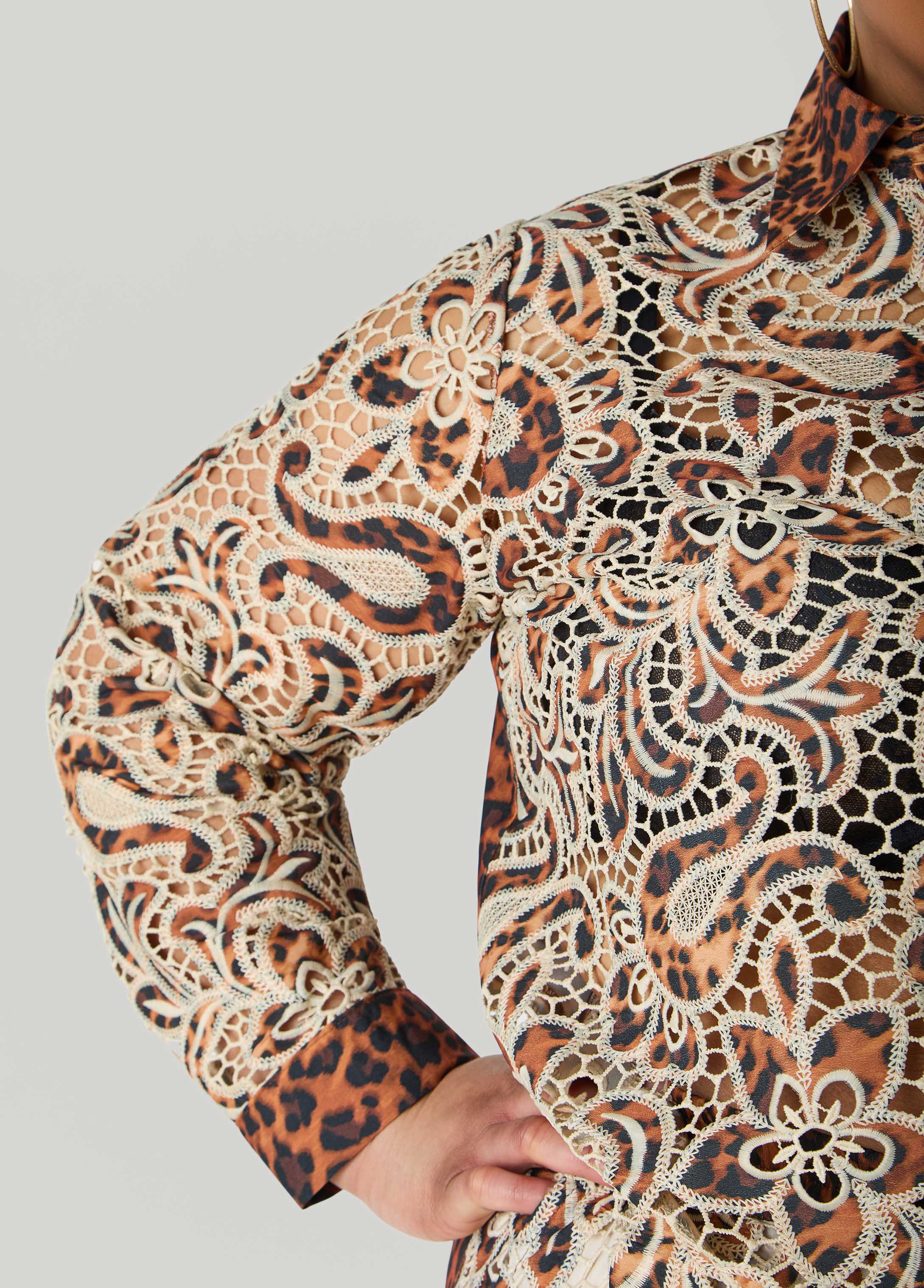 Leopard Print Corded Lace Shirt - Image 4