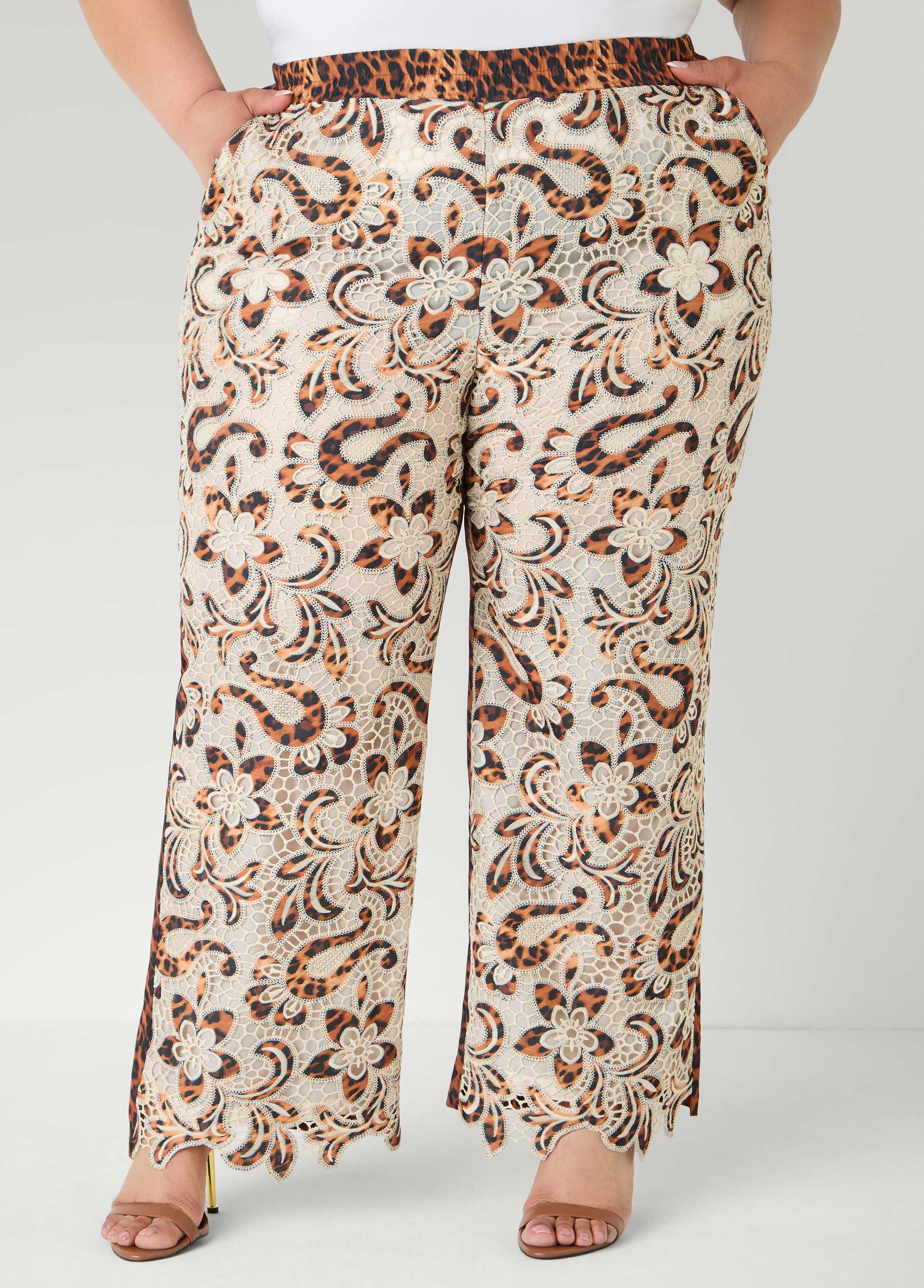 Leopard Print Corded Lace Pants - Image 4