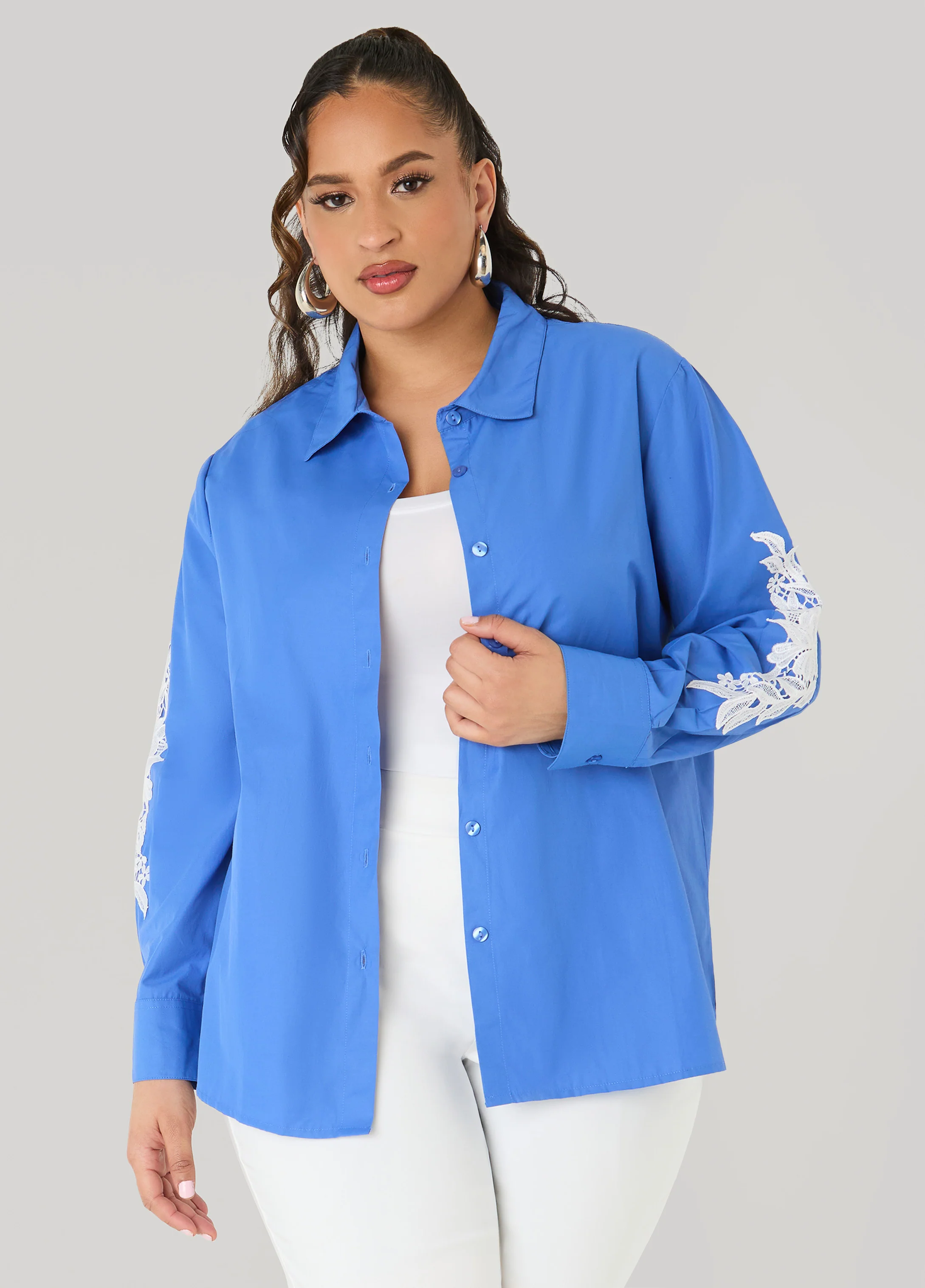 Applique Cotton Blend Shirt - Image 4
