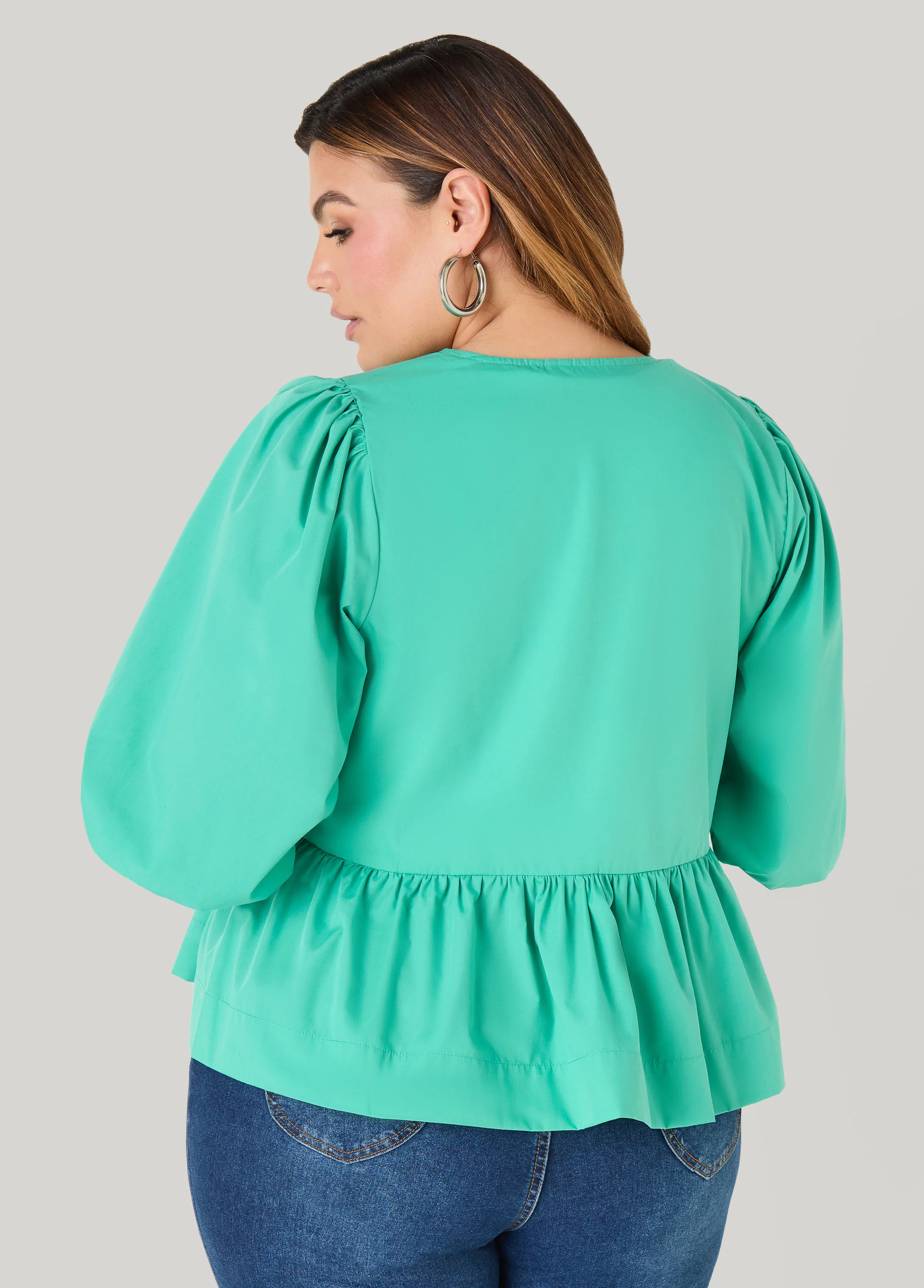 Tie Front Peplum Top - Image 2